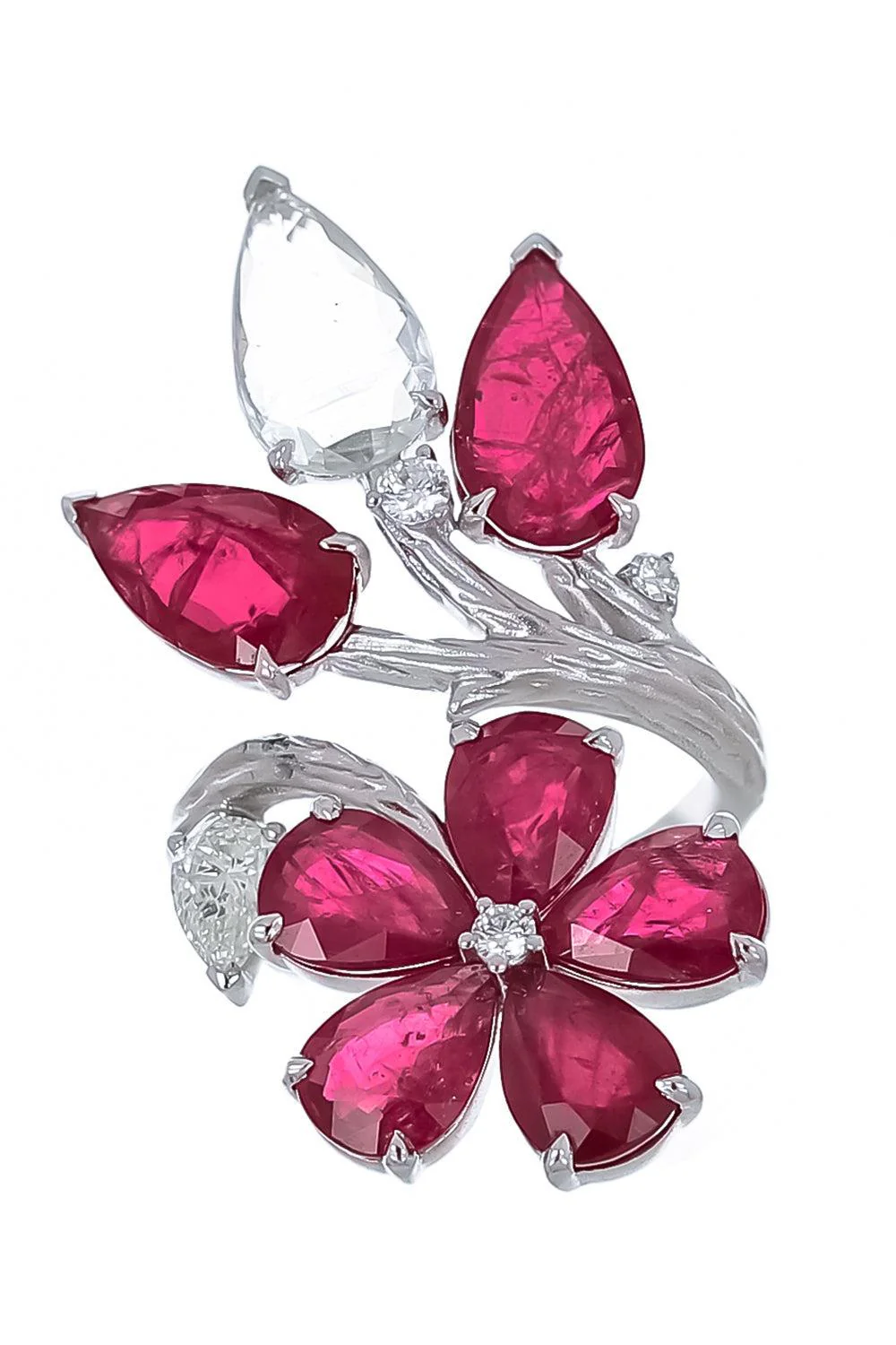 Rubellite Diamond Oval Ring