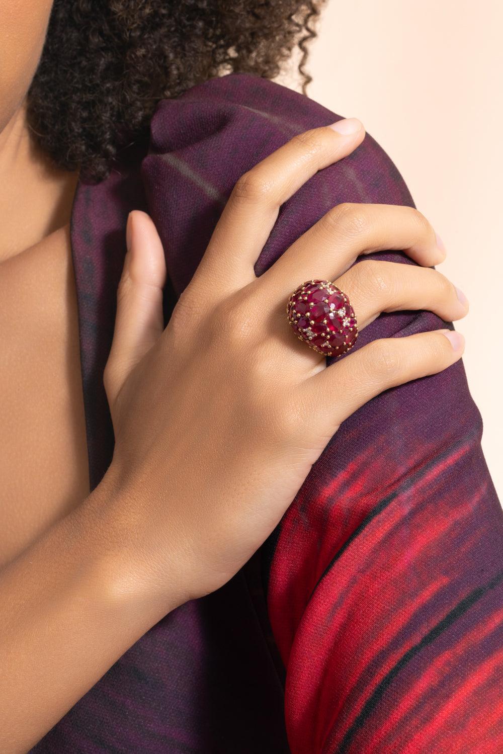 Ruby Diamond Dome Ring - Image 2