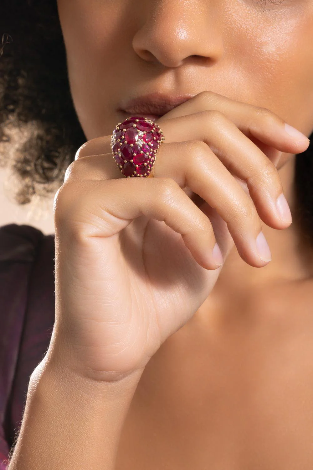 Ruby Diamond Dome Ring - Image 3