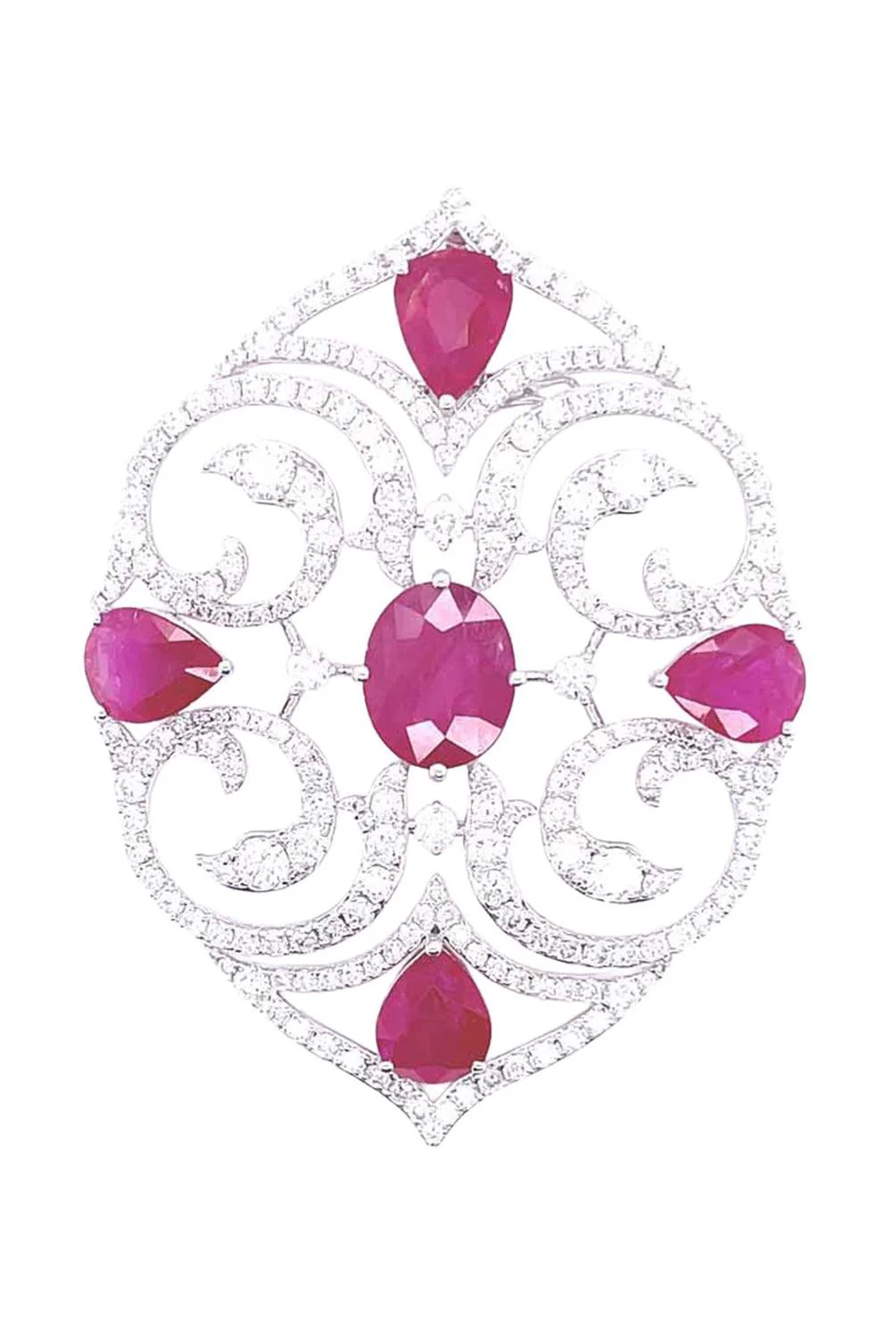 Ruby Diamond Round Pendant Necklace