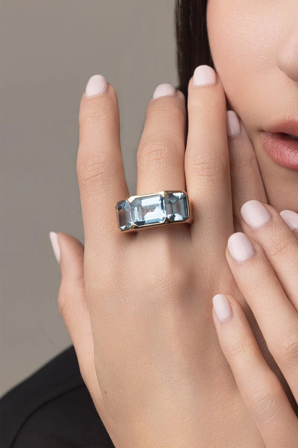Three Stone Blue Topaz Ring - Image 2