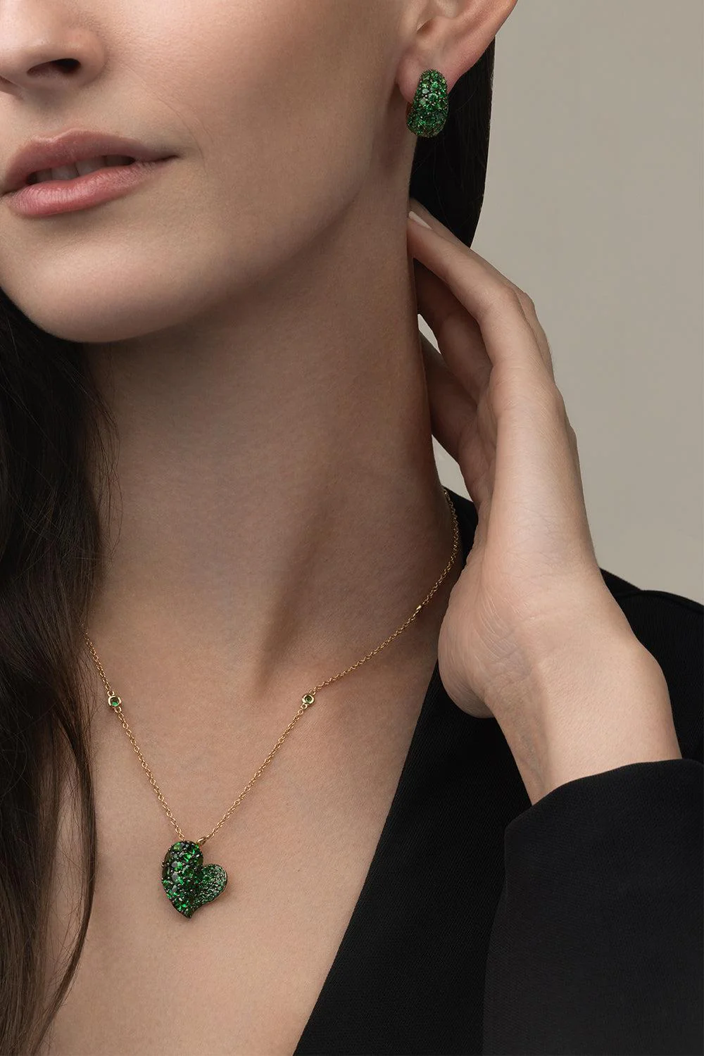 Tsavorite Dome Huggie Earrings - Image 3