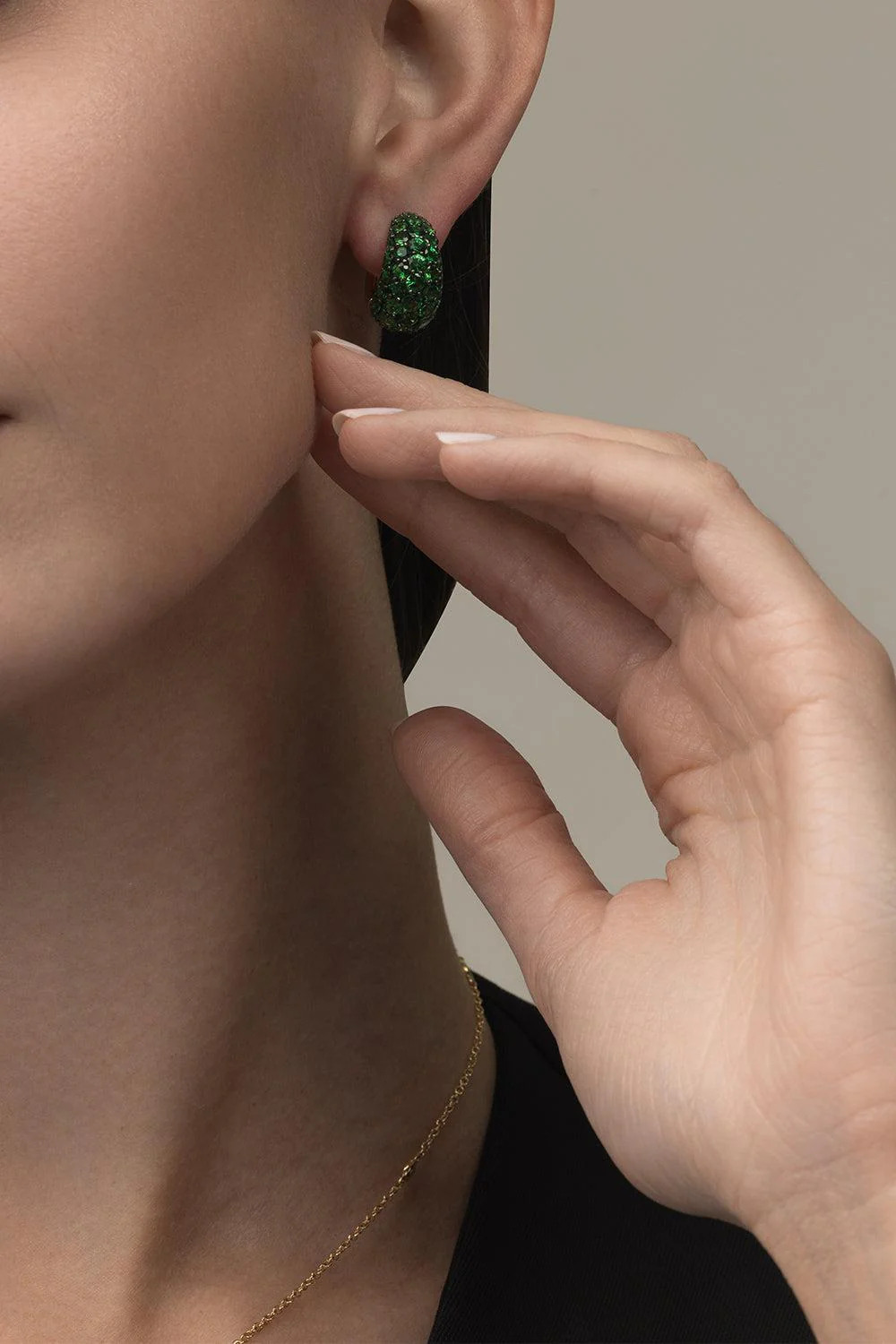 Tsavorite Dome Huggie Earrings - Image 4