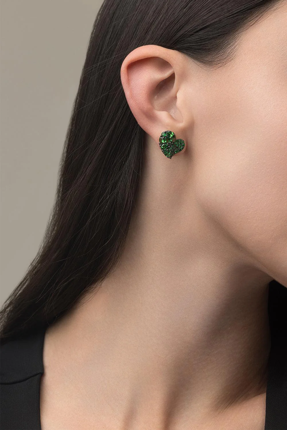 Tsavorite Small Wave Heart  Earrings - Image 2
