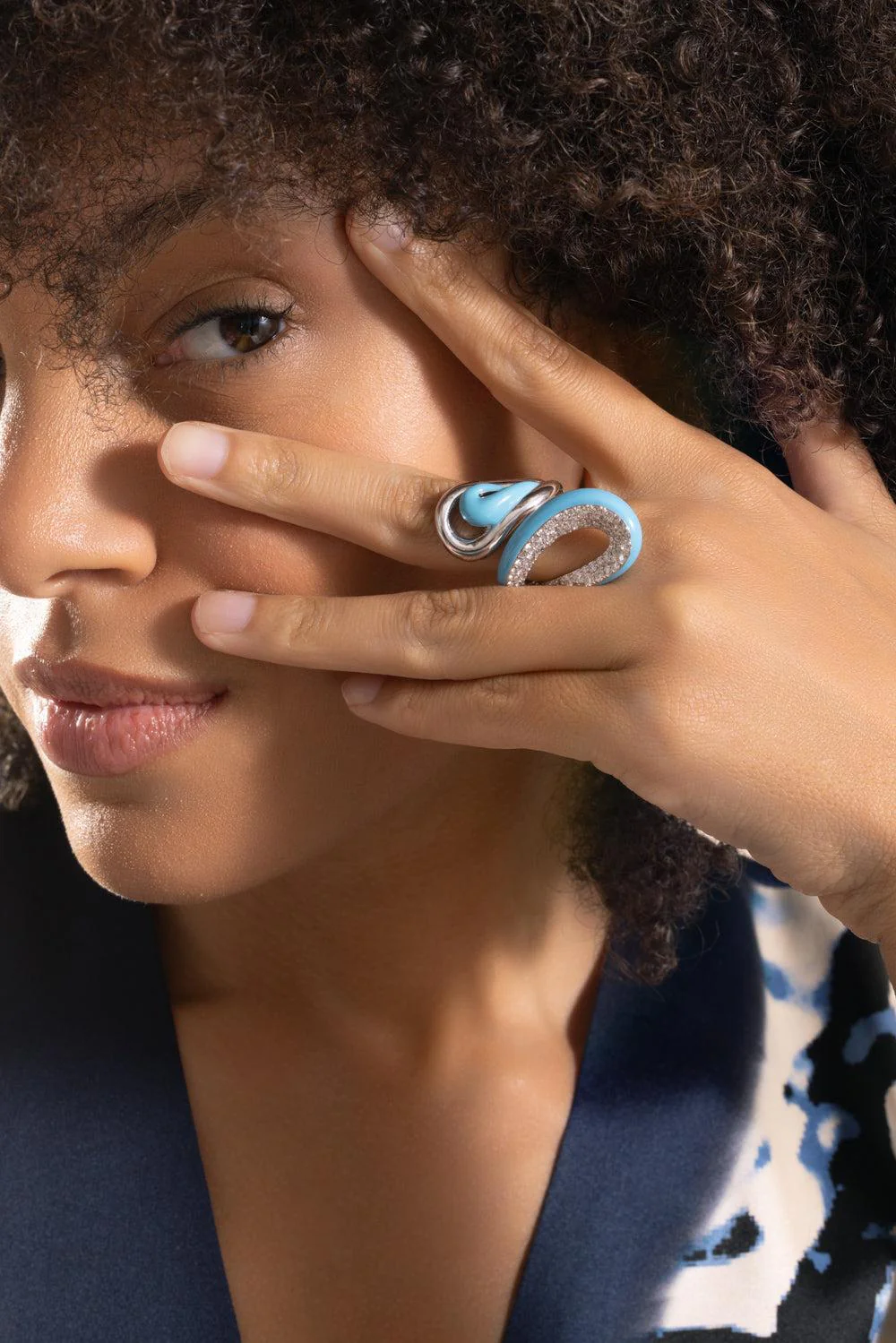 Turquoise Diamond Twist Ring - Image 3