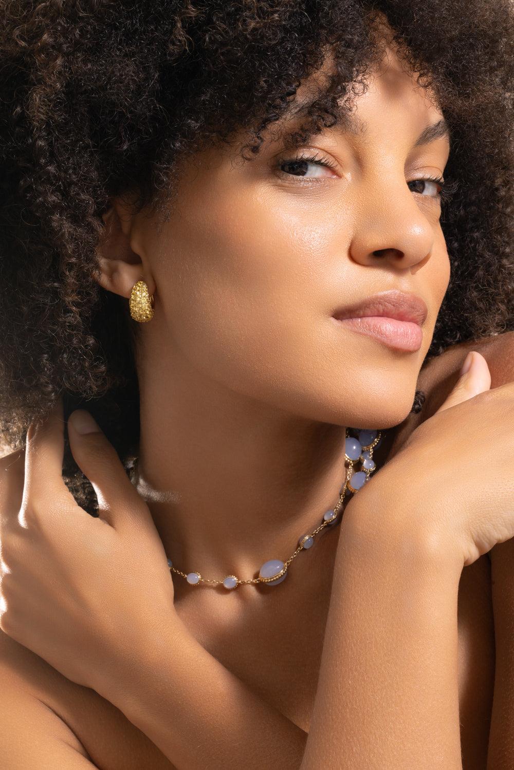 Yellow Sapphire Hoop Earrings - Image 2