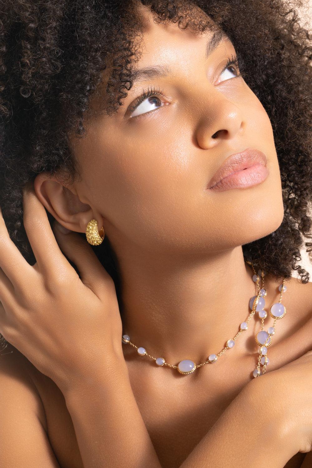 Yellow Sapphire Hoop Earrings - Image 3