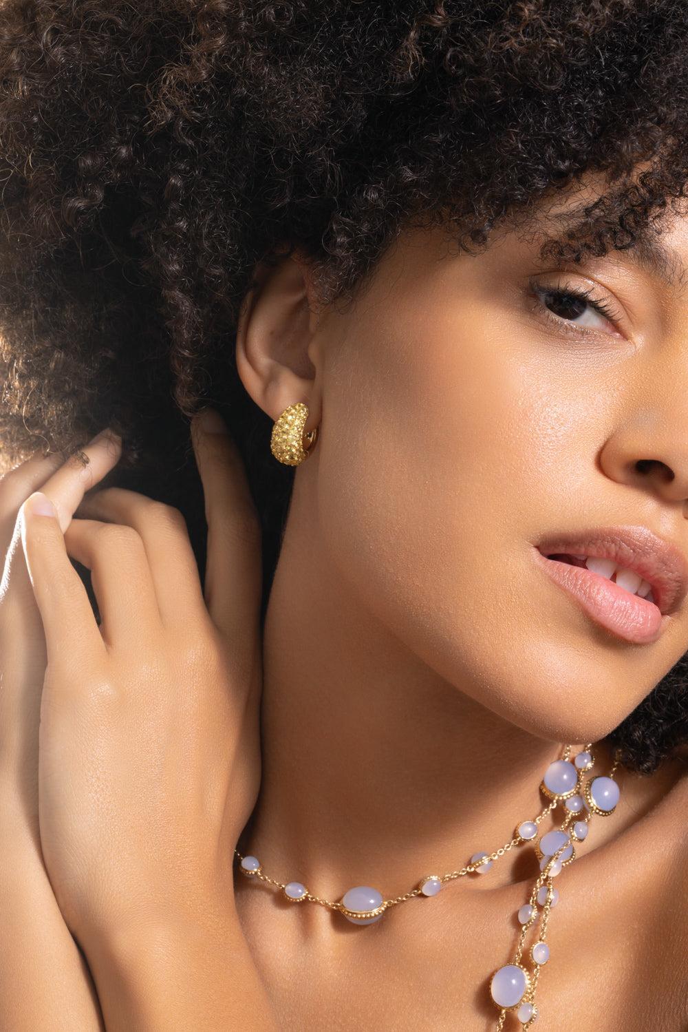 Yellow Sapphire Hoop Earrings - Image 4