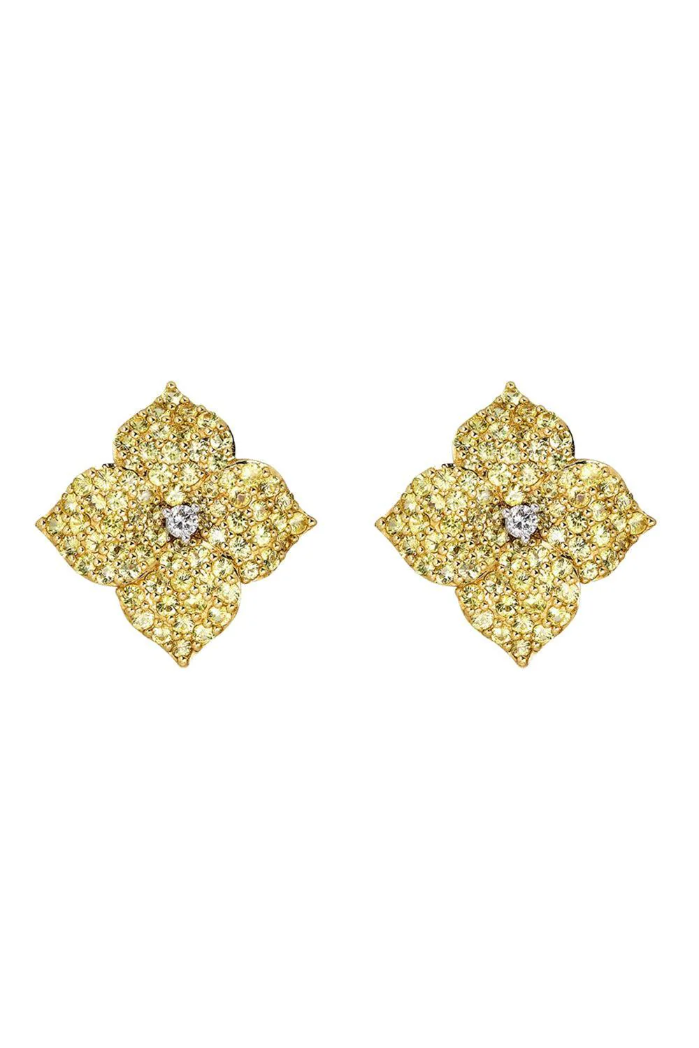 Yellow Sapphire Large Flower Earrings