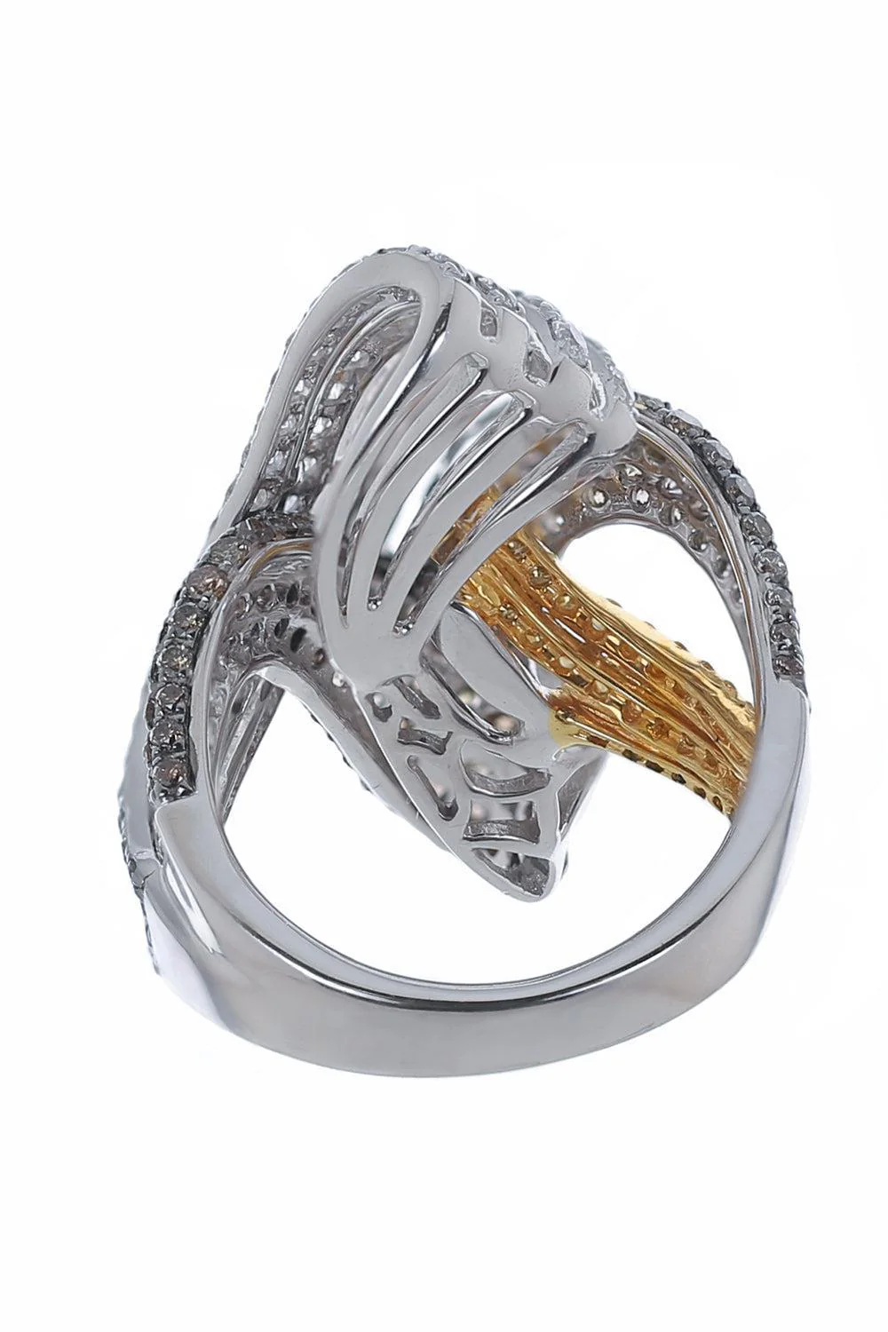 Yellow White Diamond Intertwined Ring - Image 6