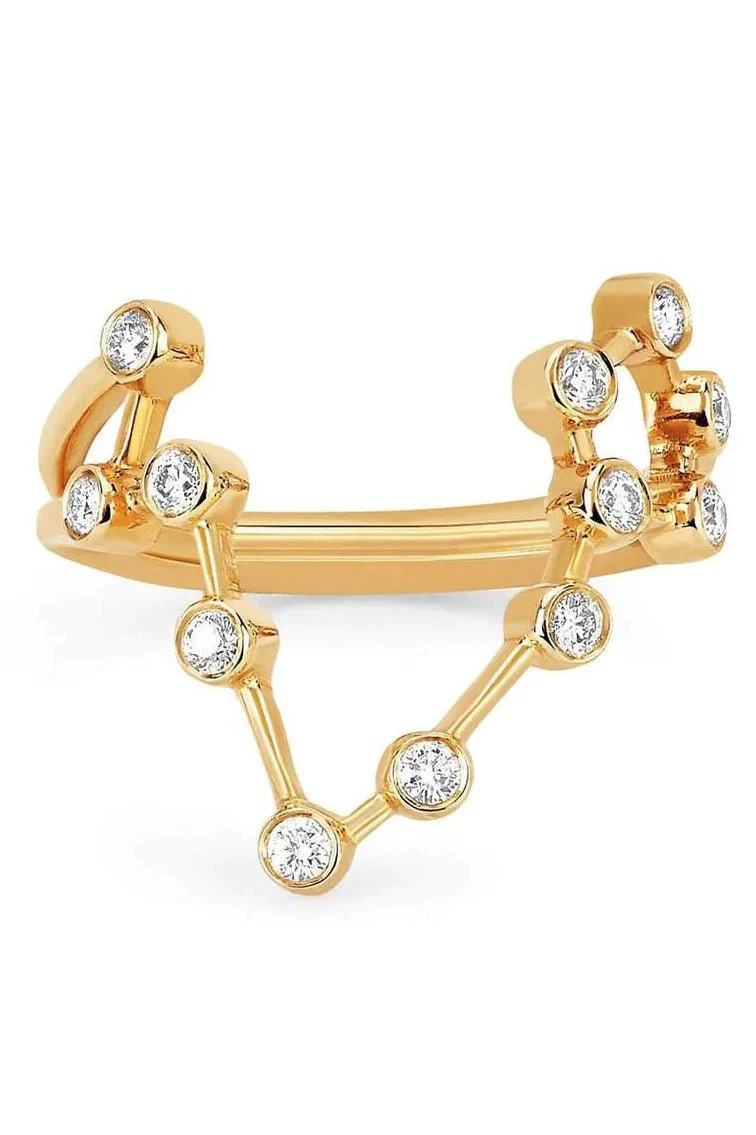 Diamond Pisces Constellation Ring