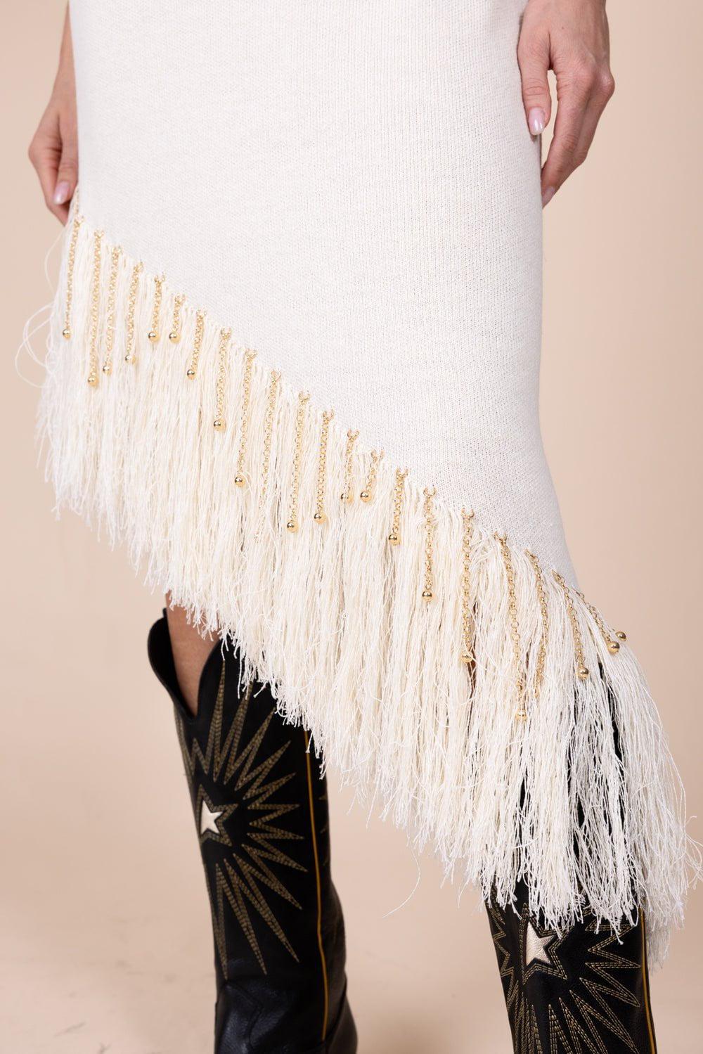 Beaded Feather Asym Dress - Image 3