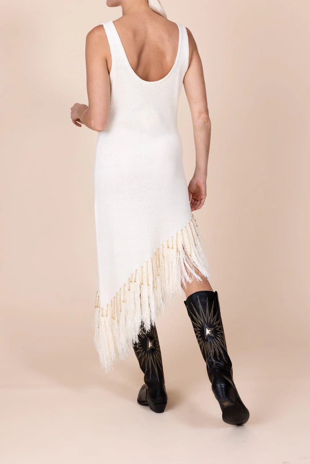 Beaded Feather Asym Dress - Image 4
