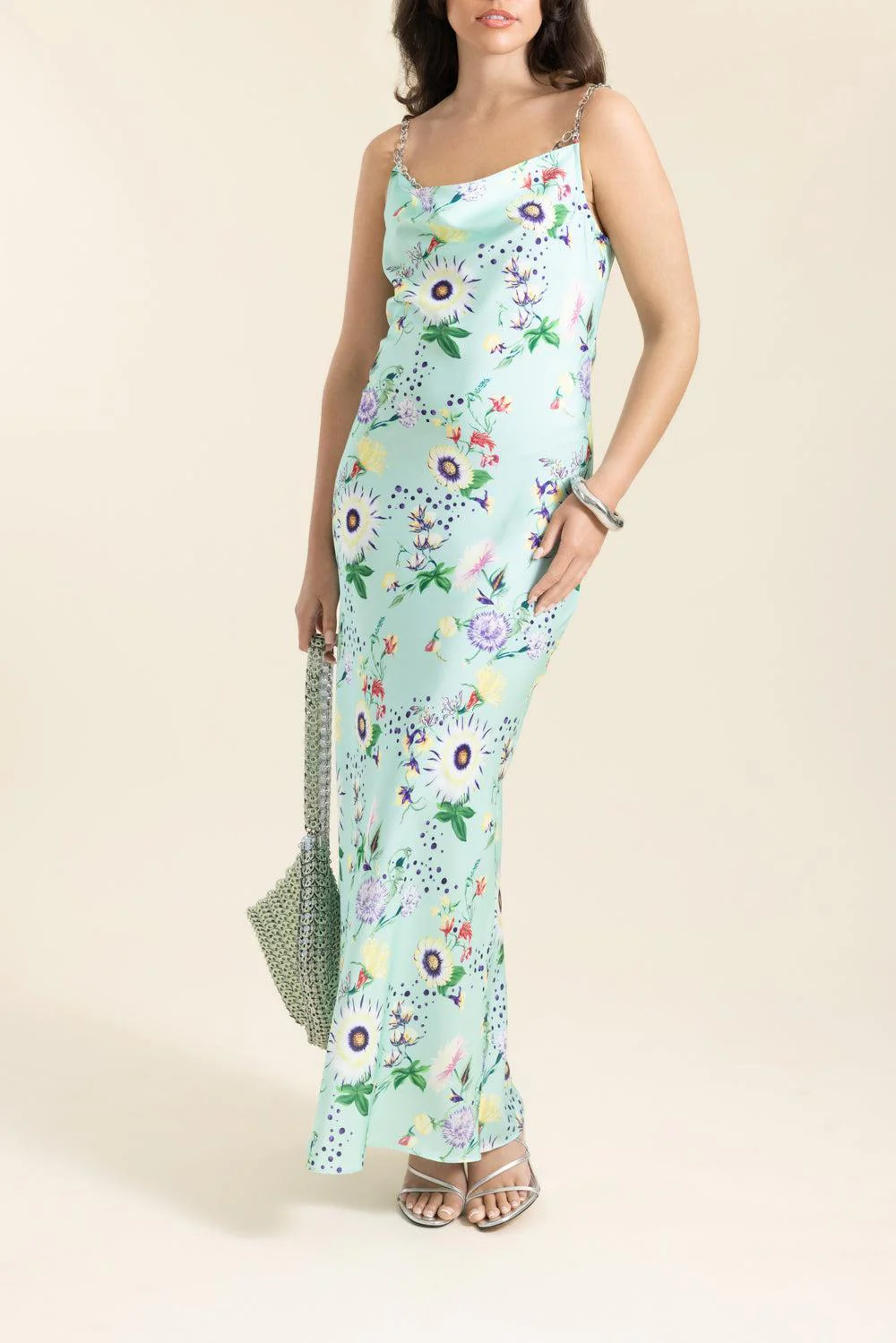 Floral Chain Detail Slip Dress - Image 3