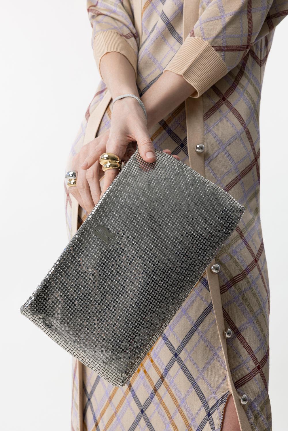 Metallic Wristlet Clutch - Silver - Image 2