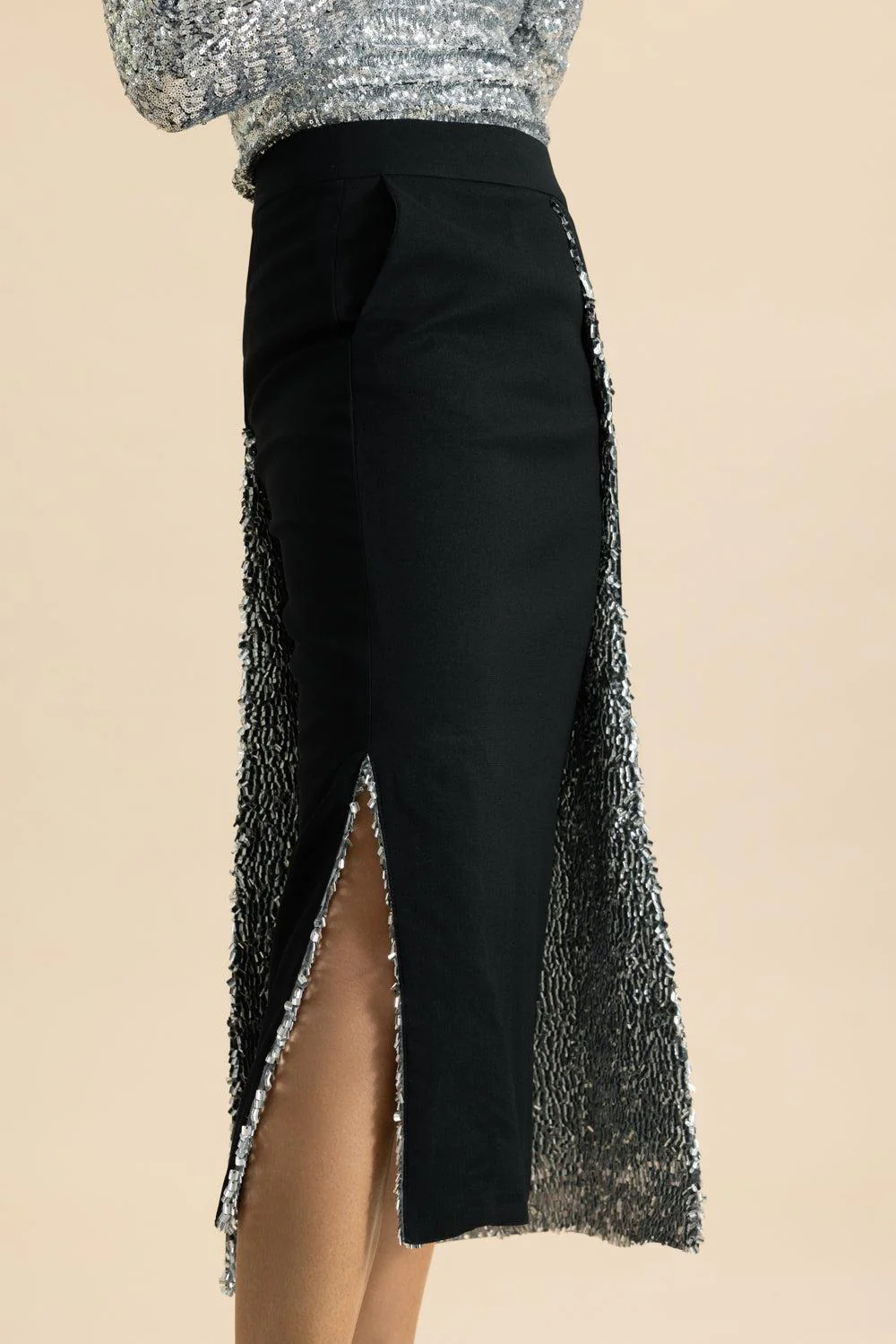 Shimmer Draped Midi Skirt - Image 3