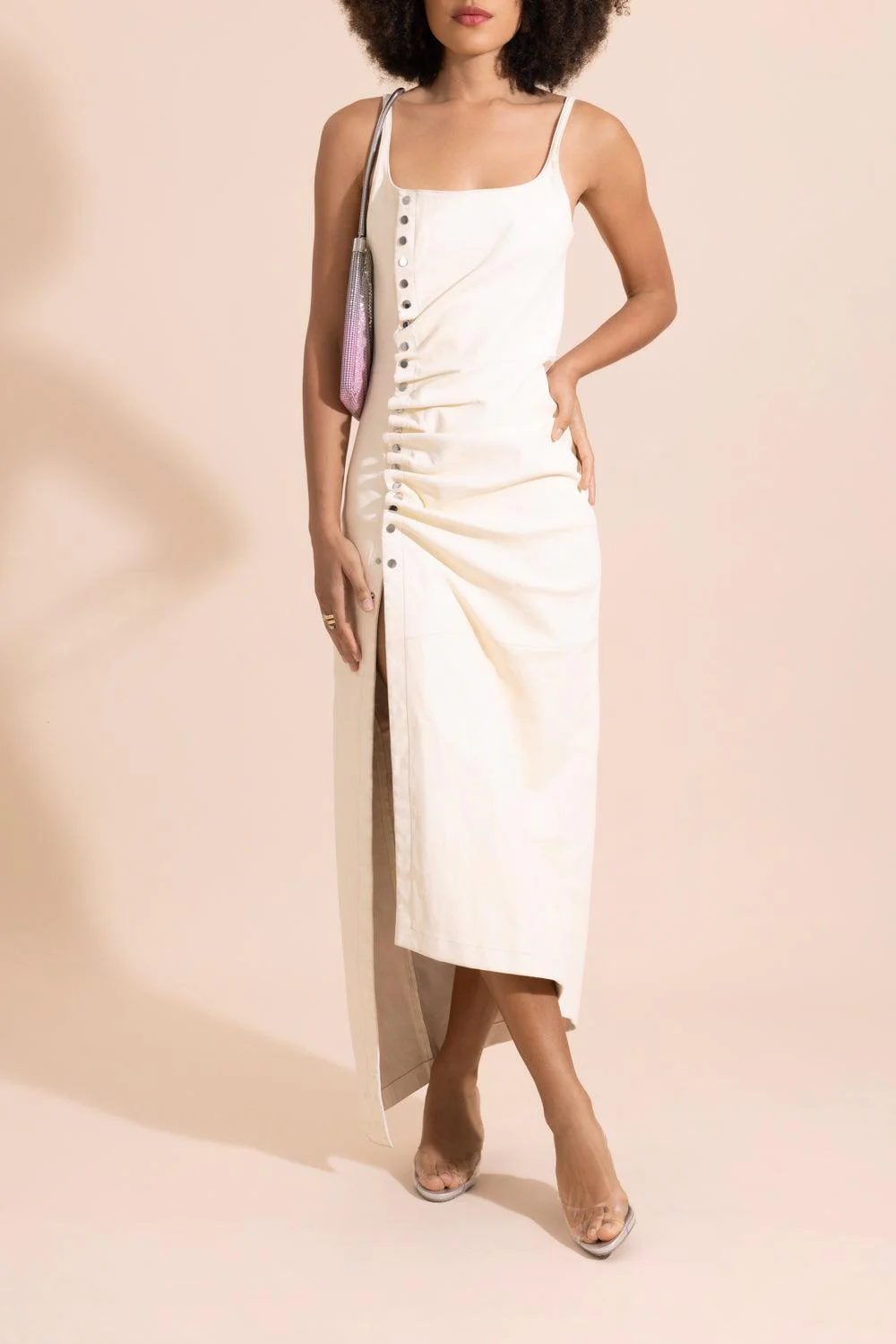 Sleeveless Button Front Ruched Dress - Image 2