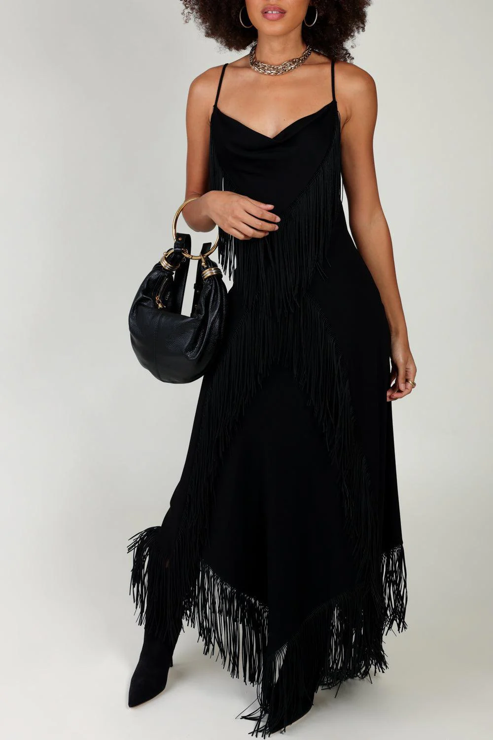 SLEEVELESS FRINGE MIDI DRESS - Image 2
