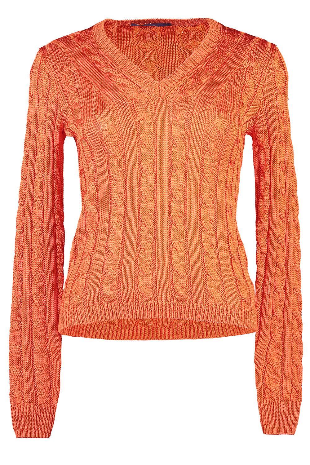 Cable-Knit V-Neck Sweater