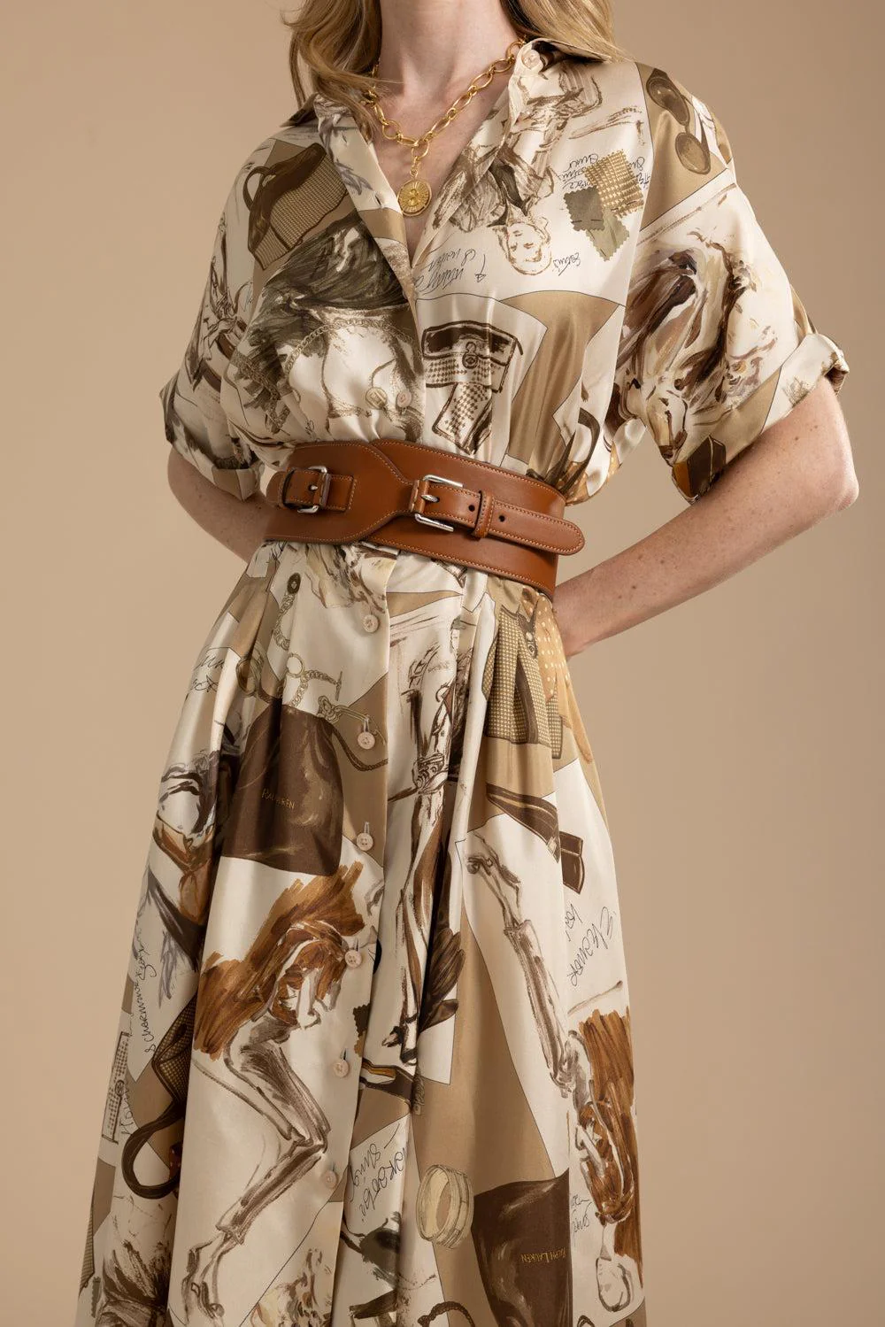 Double-Buckle Wide Waist Belt - Image 2