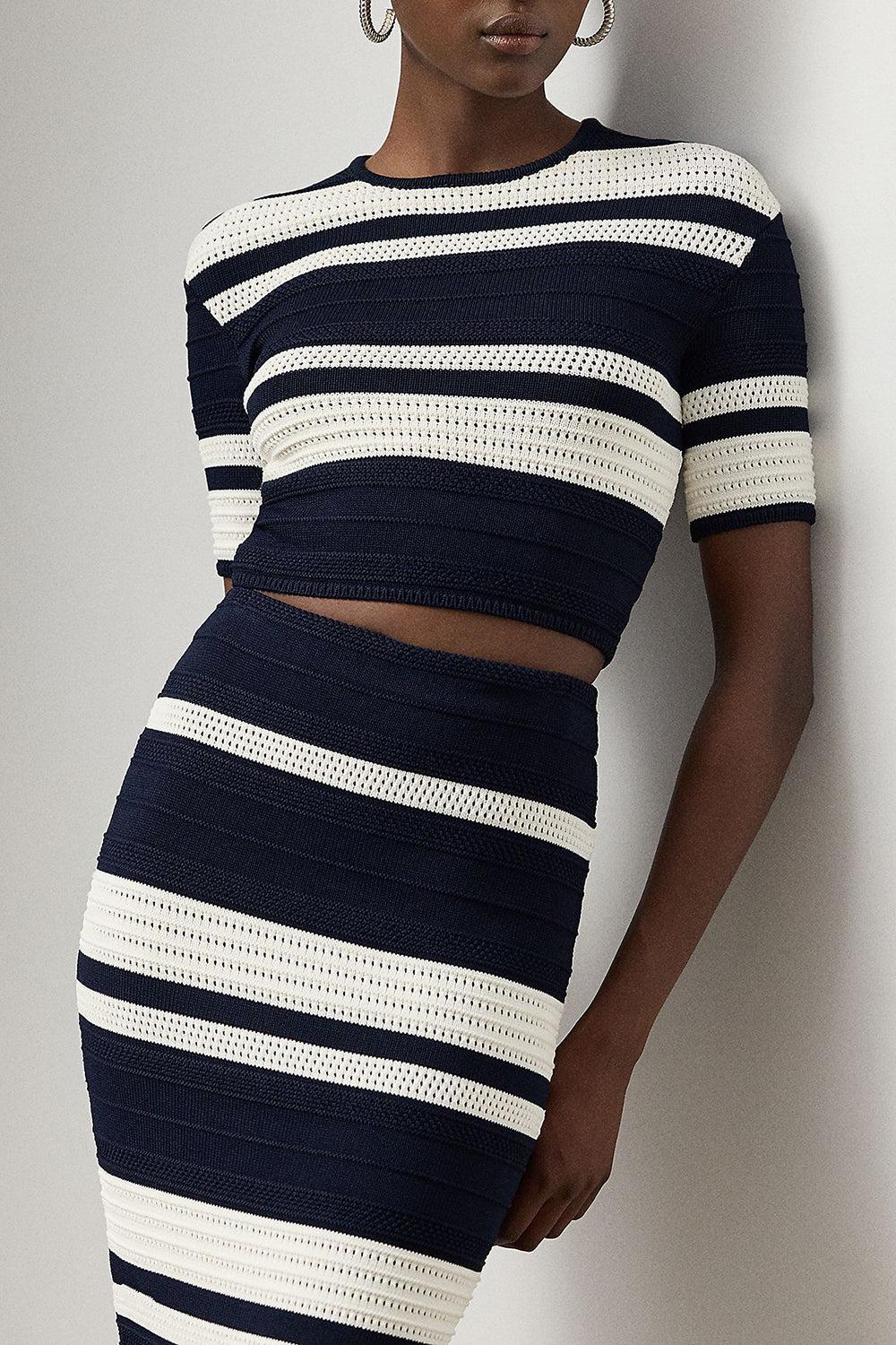 Striped Textured Cropped Sweater - Image 3