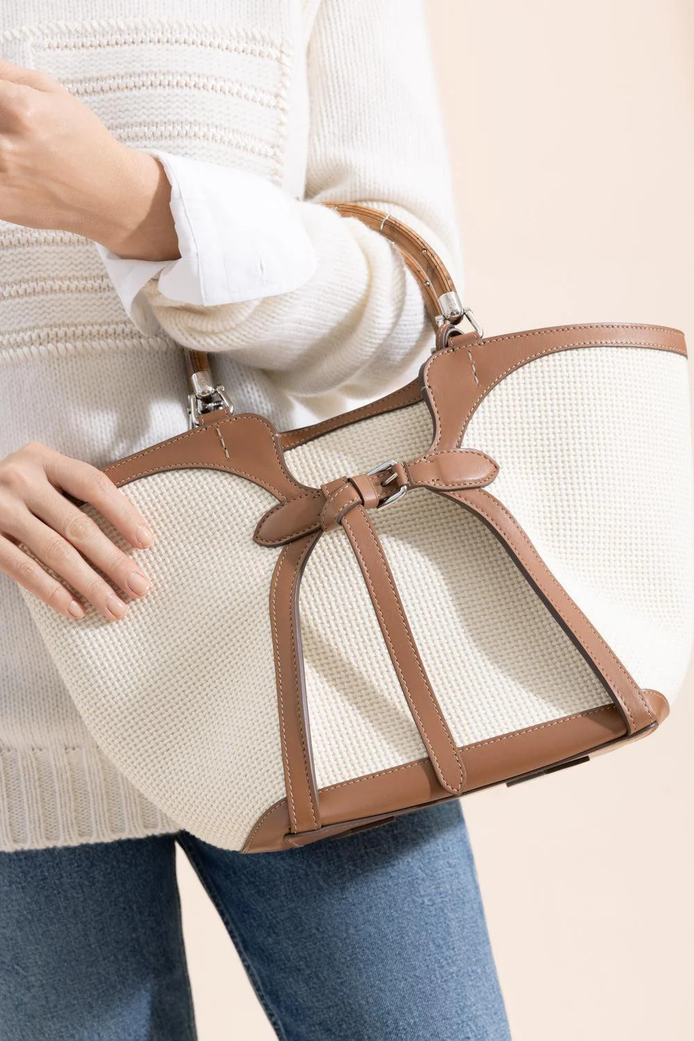 The Ralph Woven Tote - Cream RL Gold - Image 3