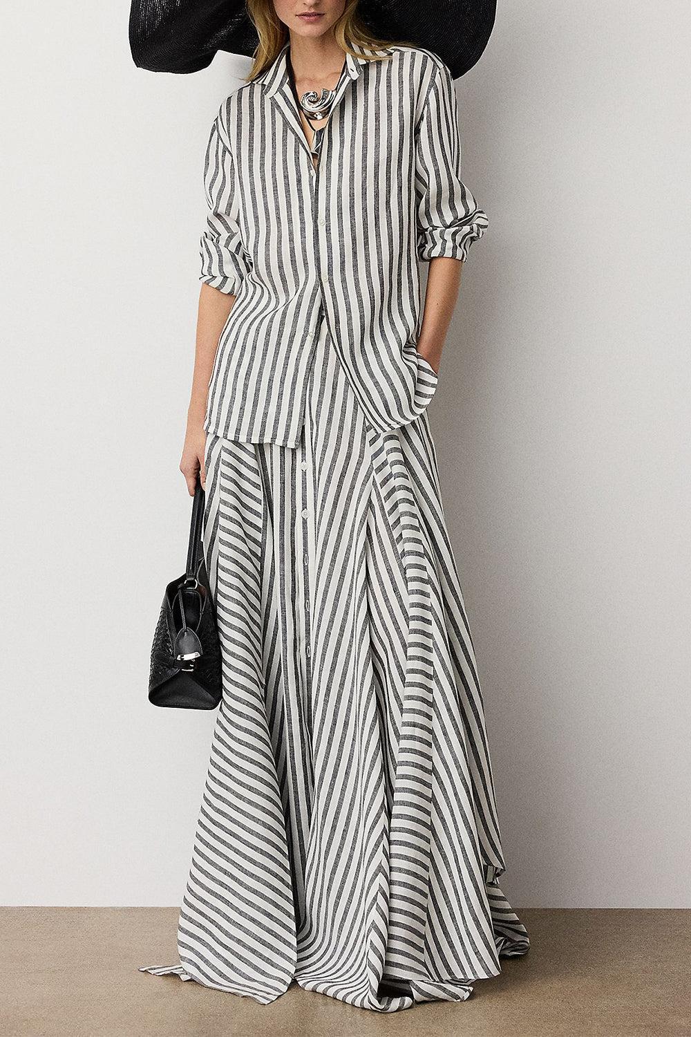 Umbrella Stripe Maxi Skirt - Image 4
