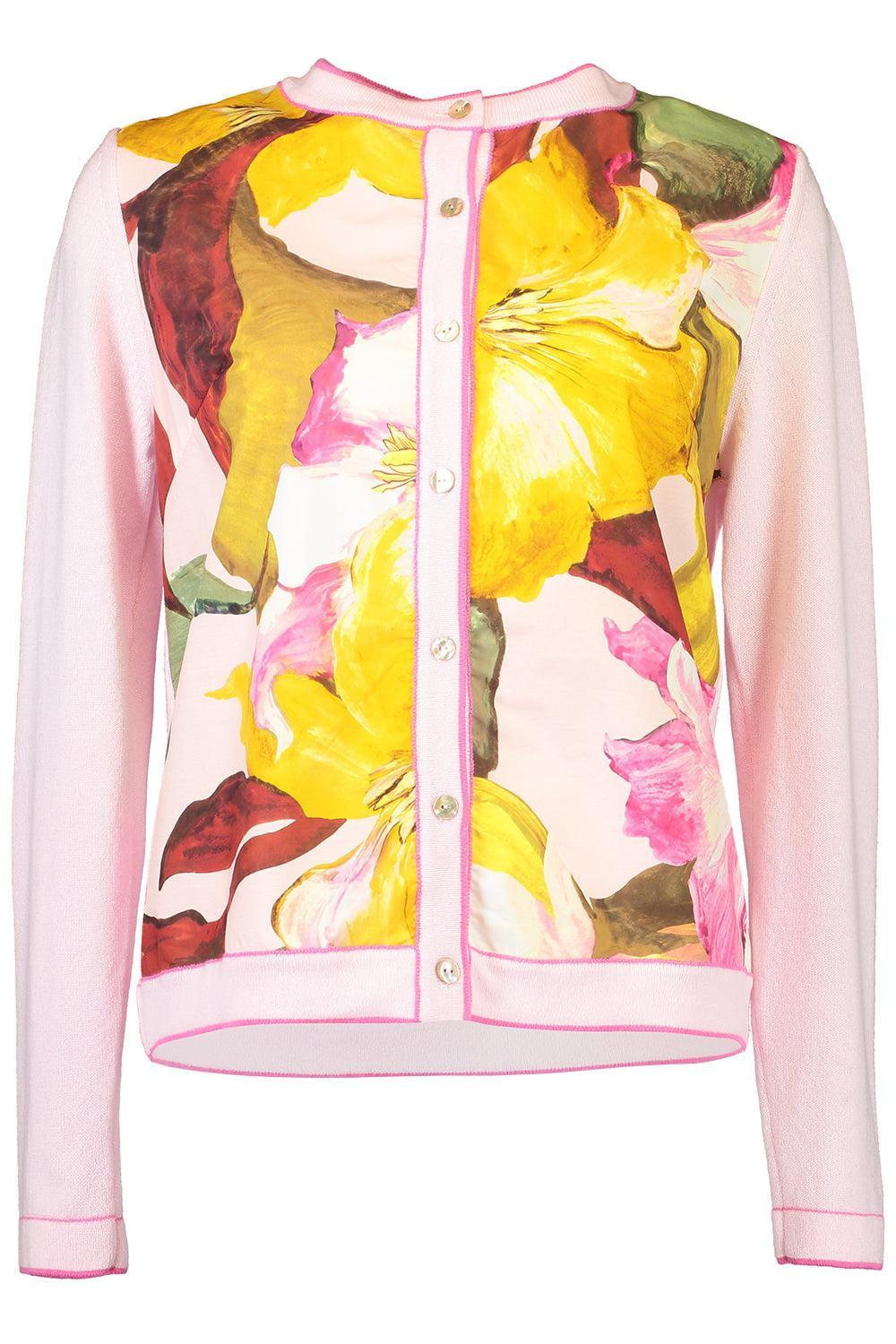 Floral Knit Cardigan - Bergamo Print Pink