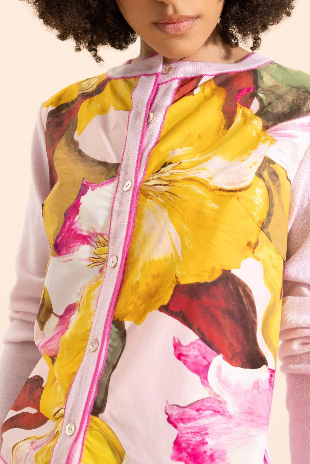 Floral Knit Cardigan - Bergamo Print Pink - Image 3