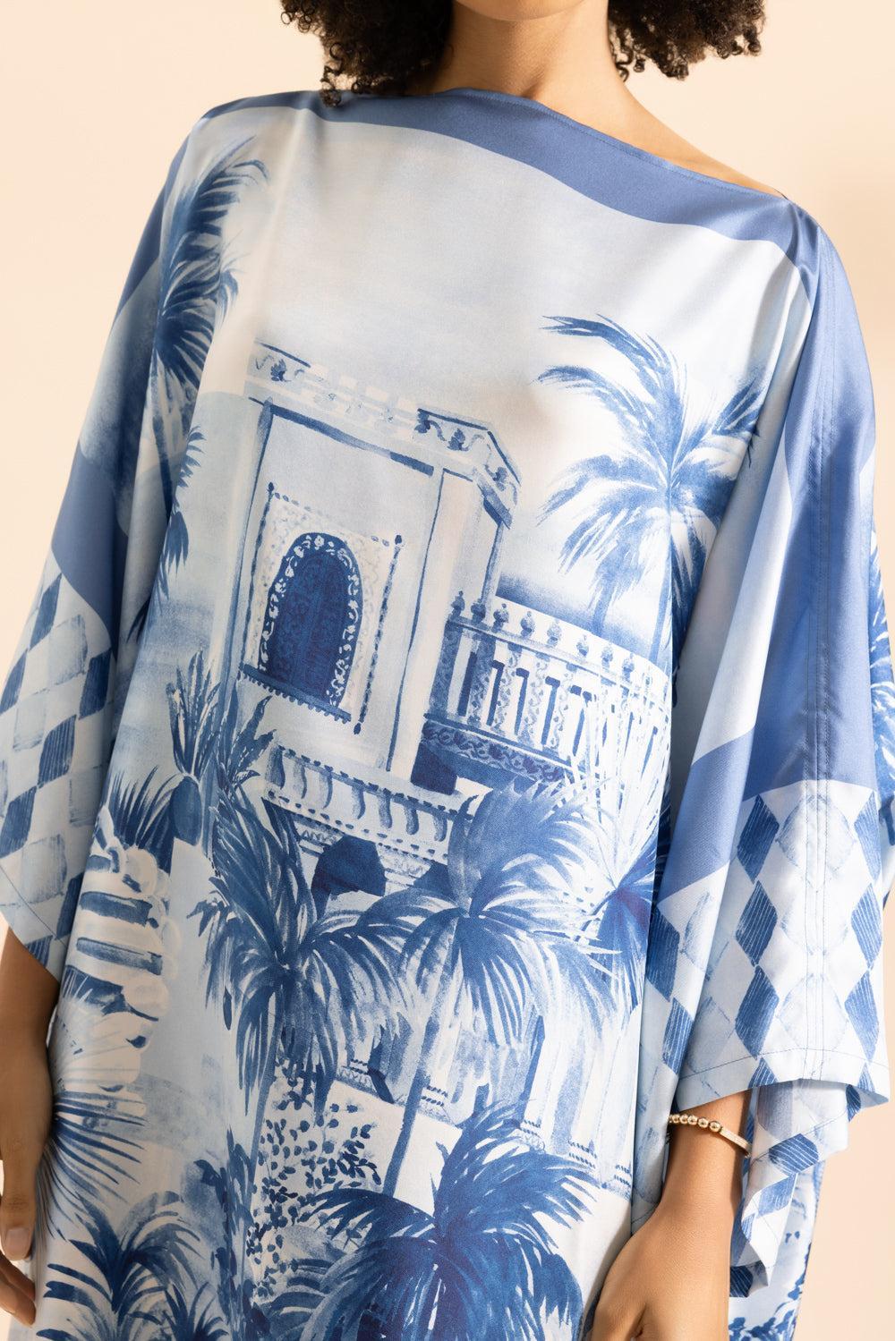 Printed Kaftan - Roma Blue - Image 3