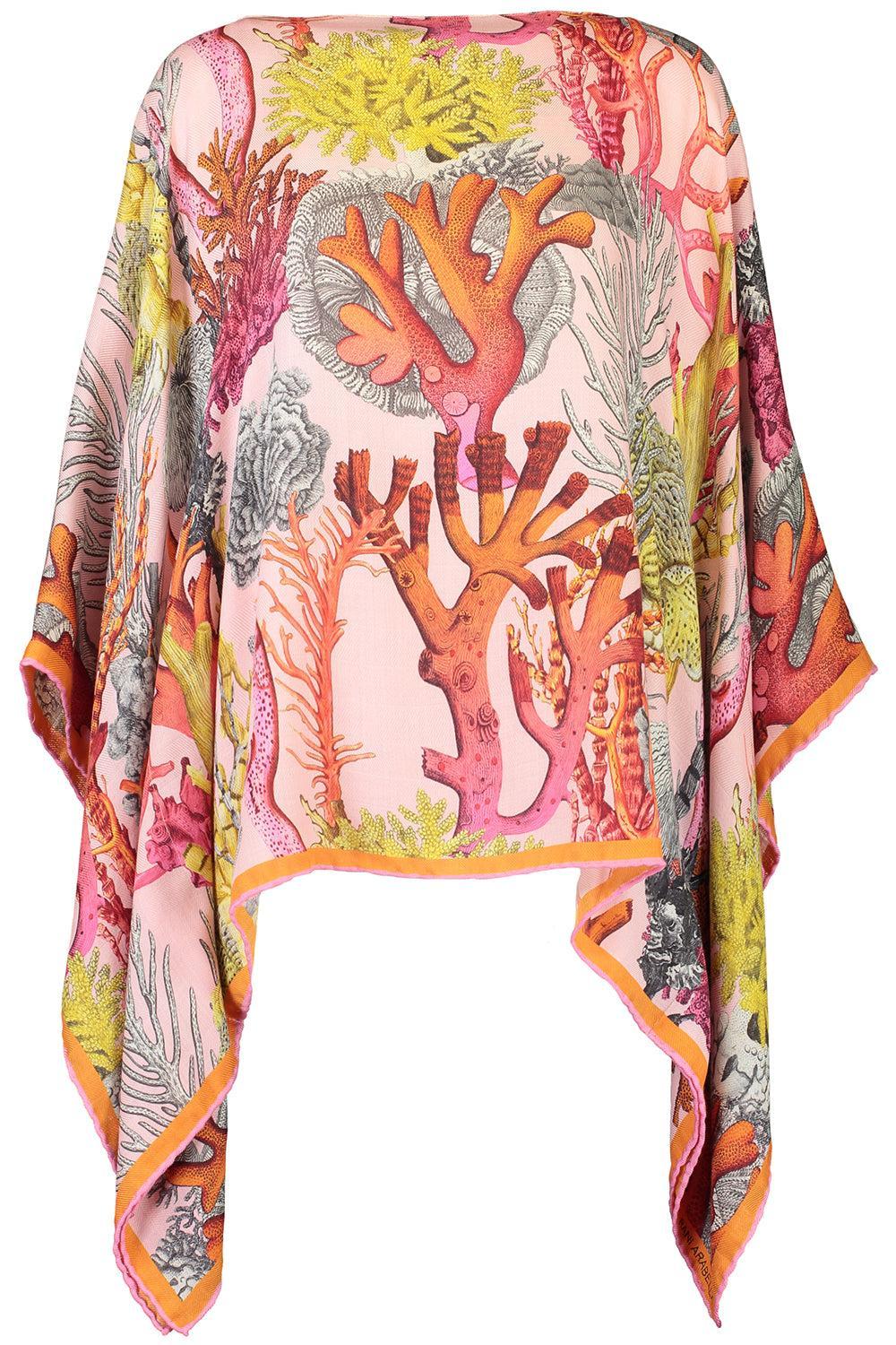 Printed Poncho - Coral Print