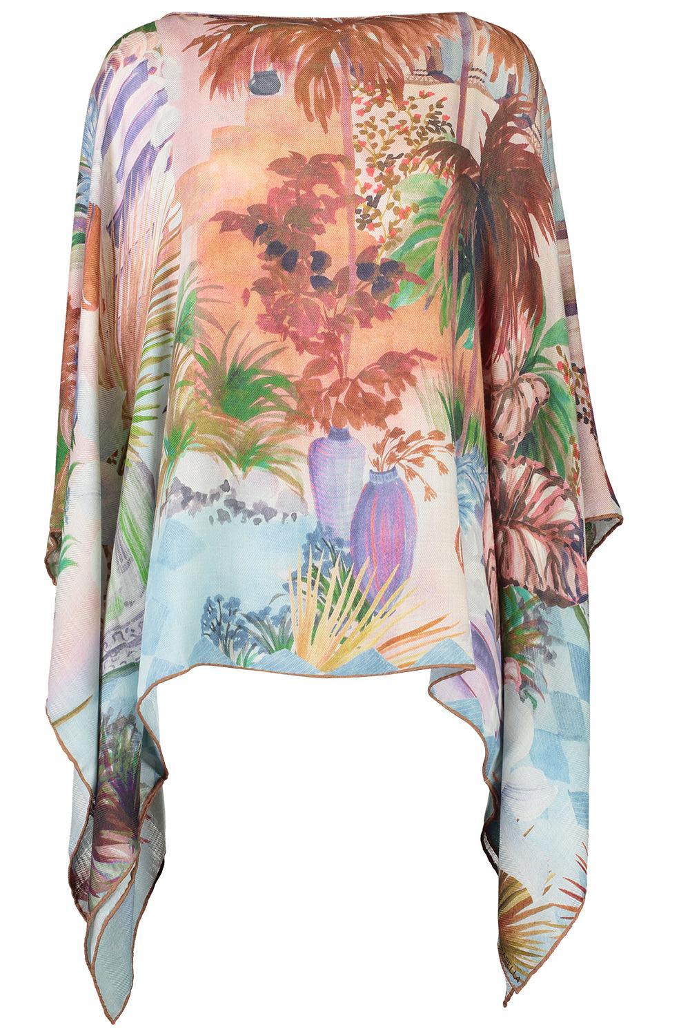 Printed Poncho - Roma Sky