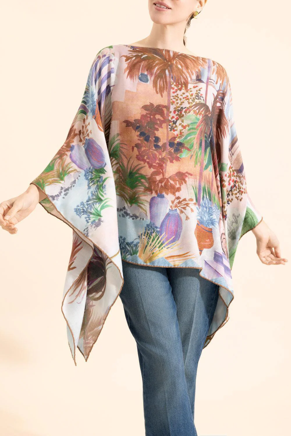 Printed Poncho - Roma Sky - Image 2