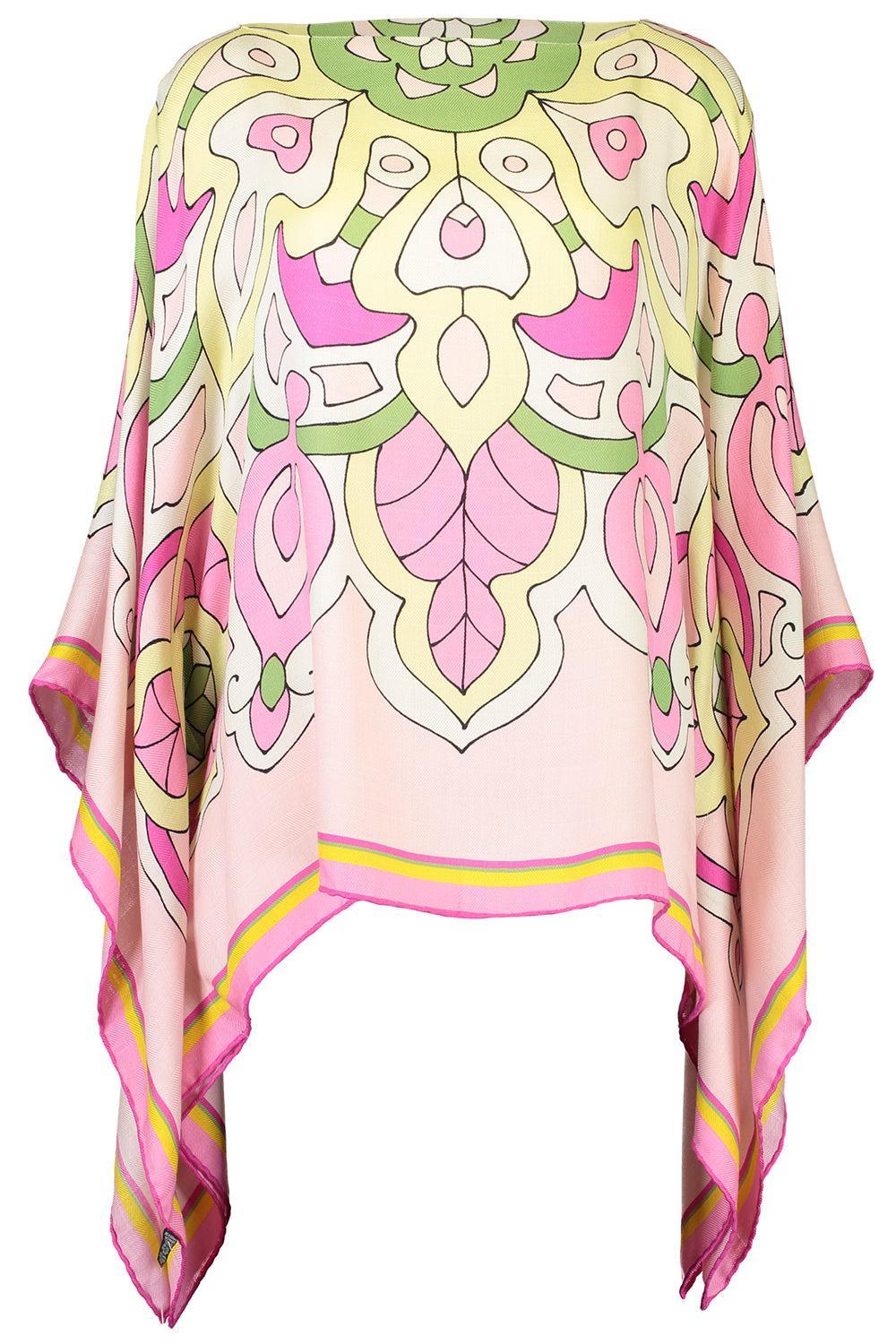 Printed Poncho - Savoia Pink
