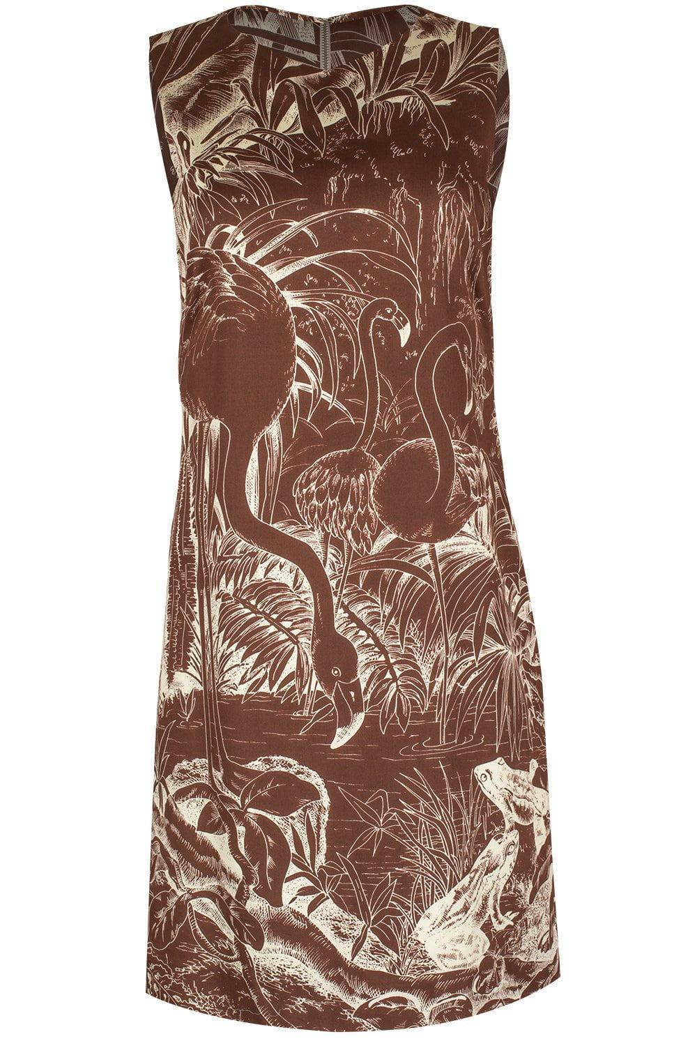 Printed Sleeveless Dress - Chocolate