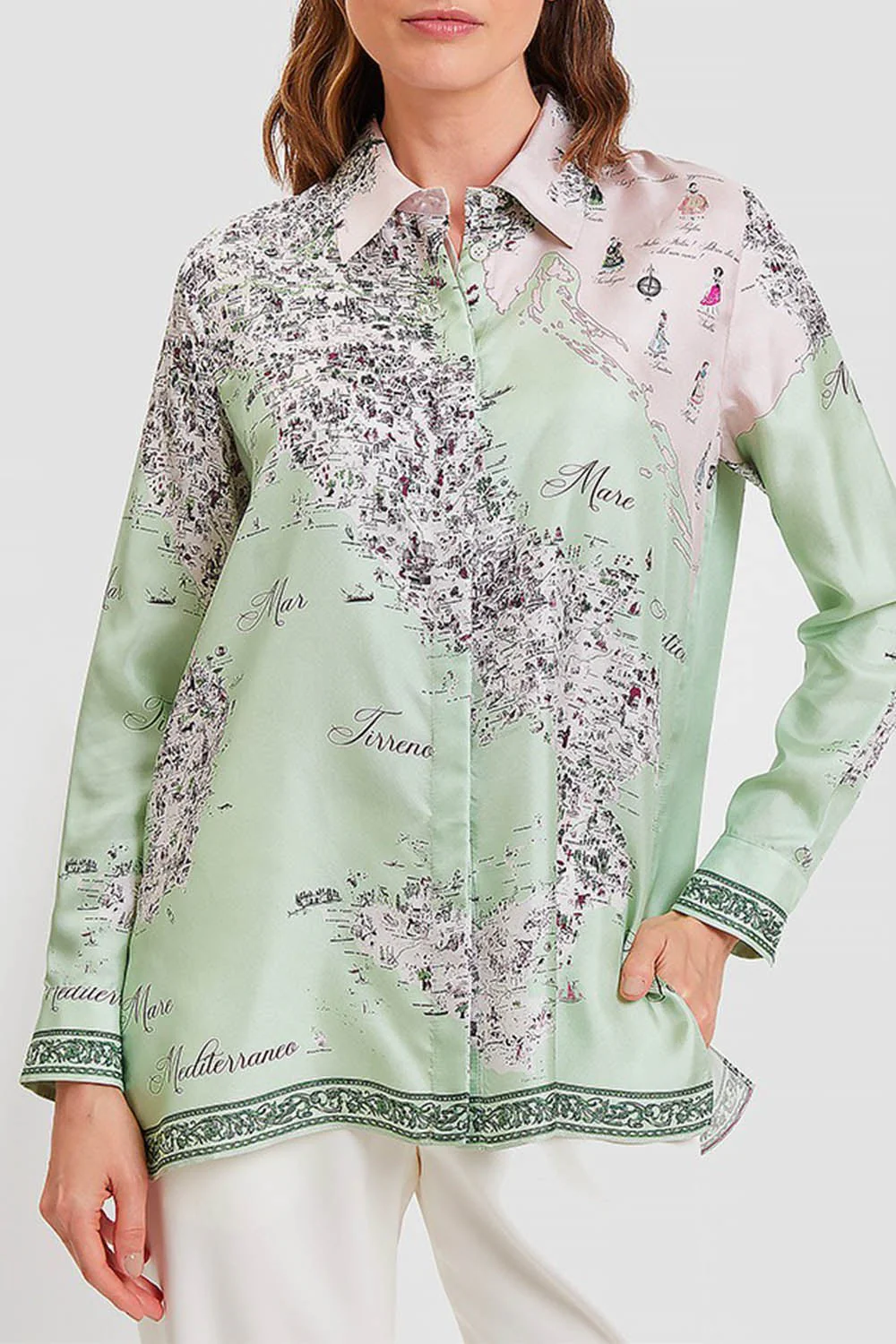 Printed Soft Shirt - Celadon - Image 2
