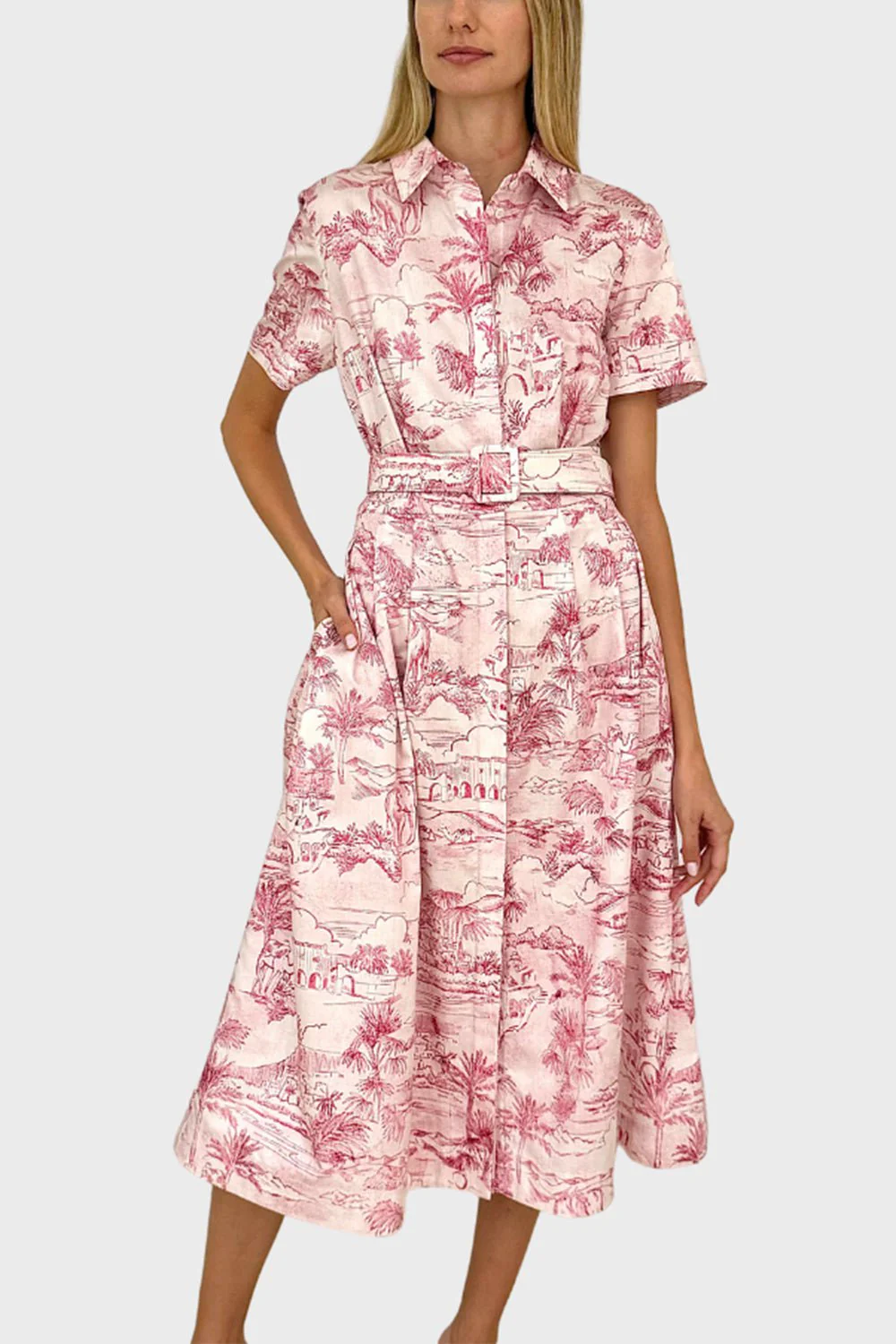 Printed Waist Belt Dress - Image 2
