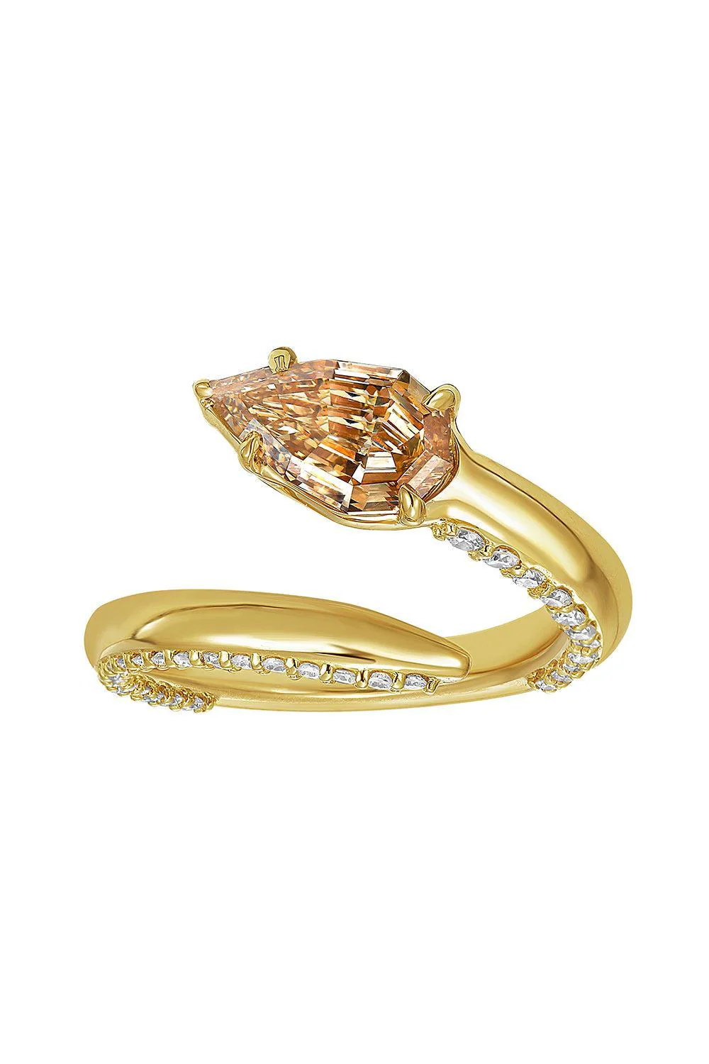 Champagne Diamond Spiral Pinky Ring