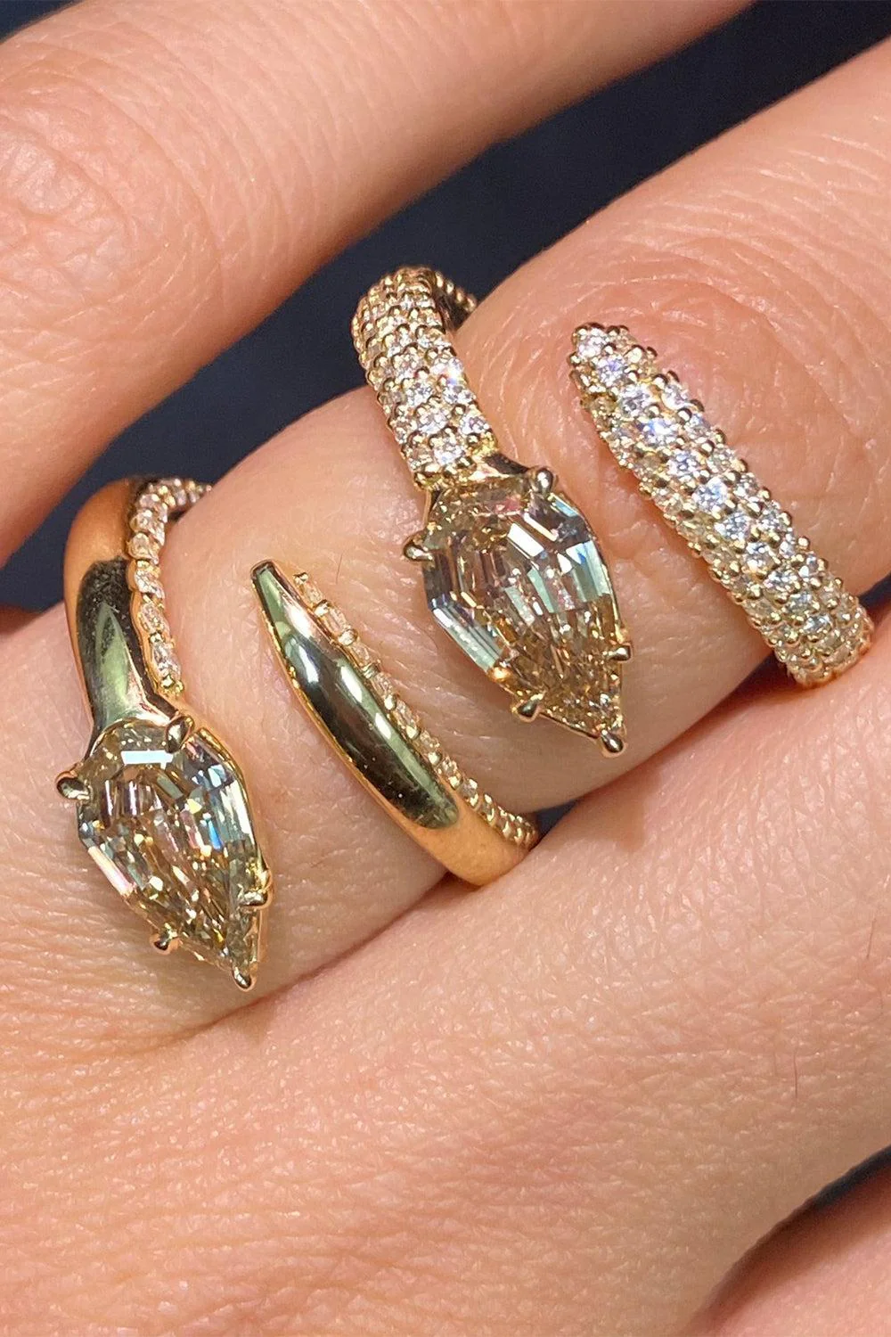 Champagne Diamond Spiral Pinky Ring - Image 2