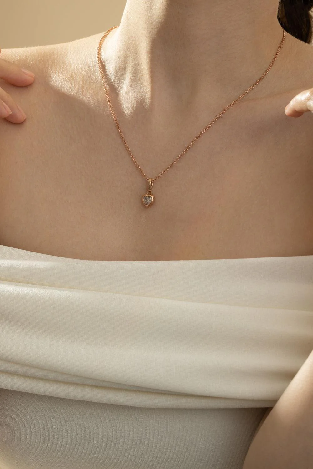 Diamond Bezel Set Heart Pendant Necklace - Image 2