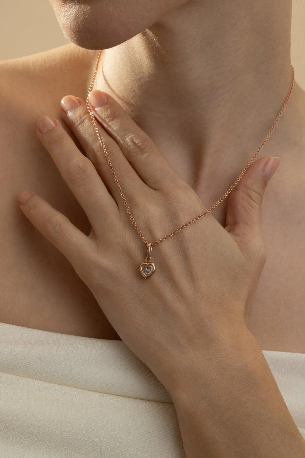 Diamond Bezel Set Heart Pendant Necklace - Image 3