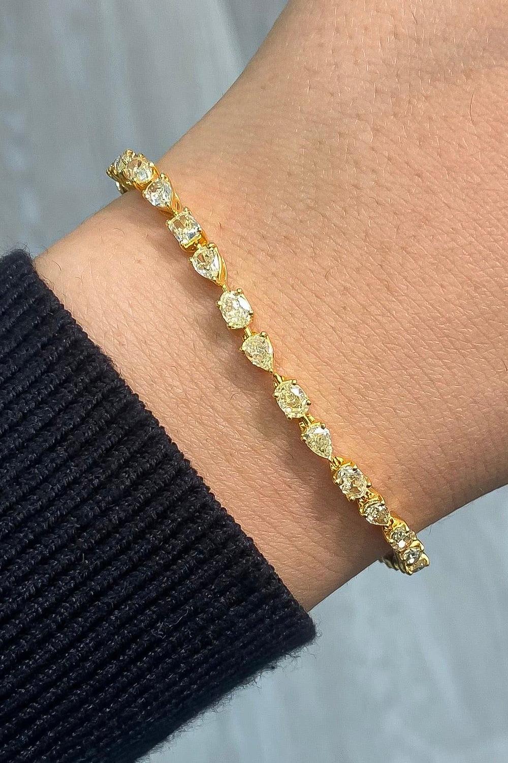 Mixed Yellow Diamond Tennis Bracelet - Image 3