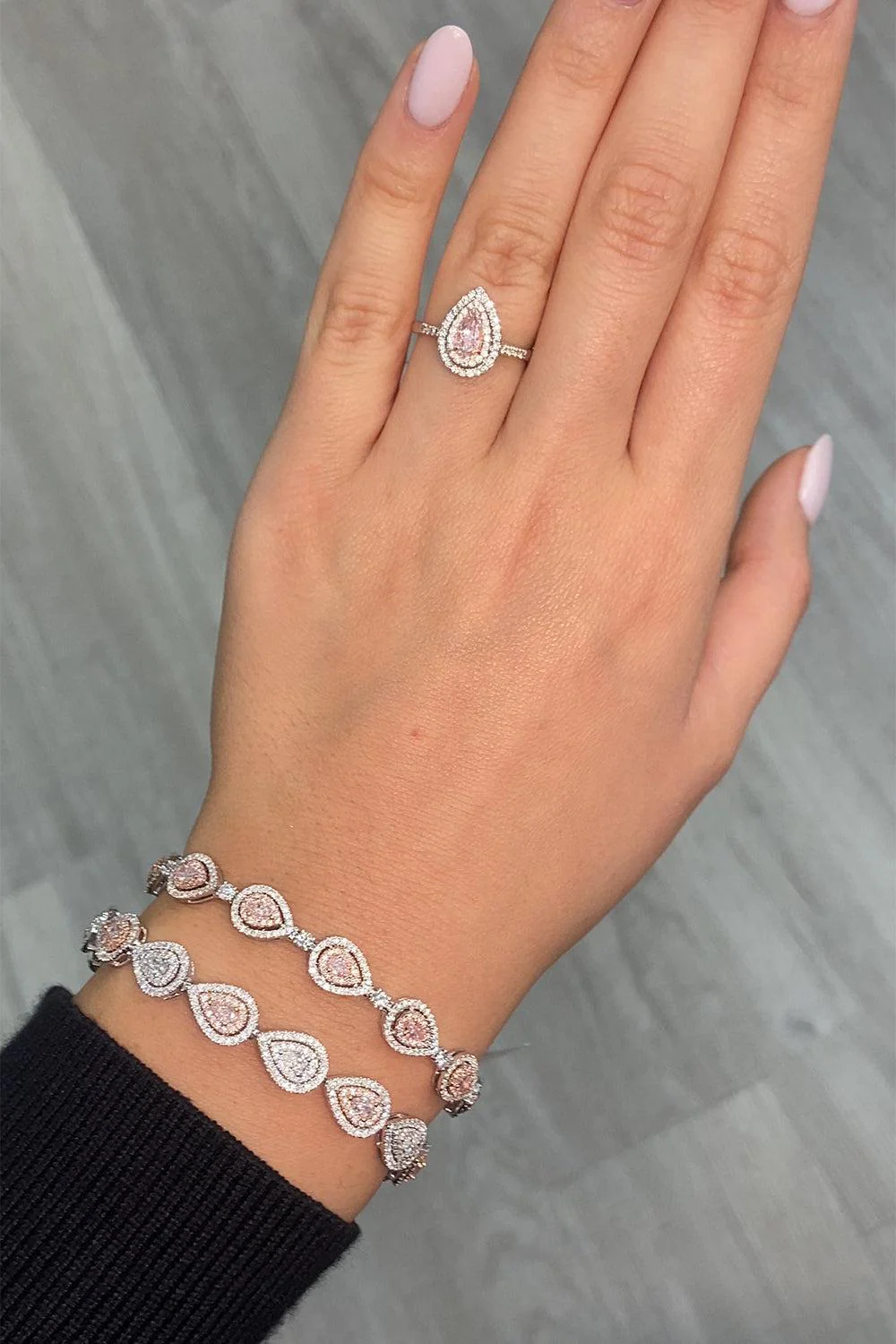 Pink White Diamond Alternating Bracelet - Image 2