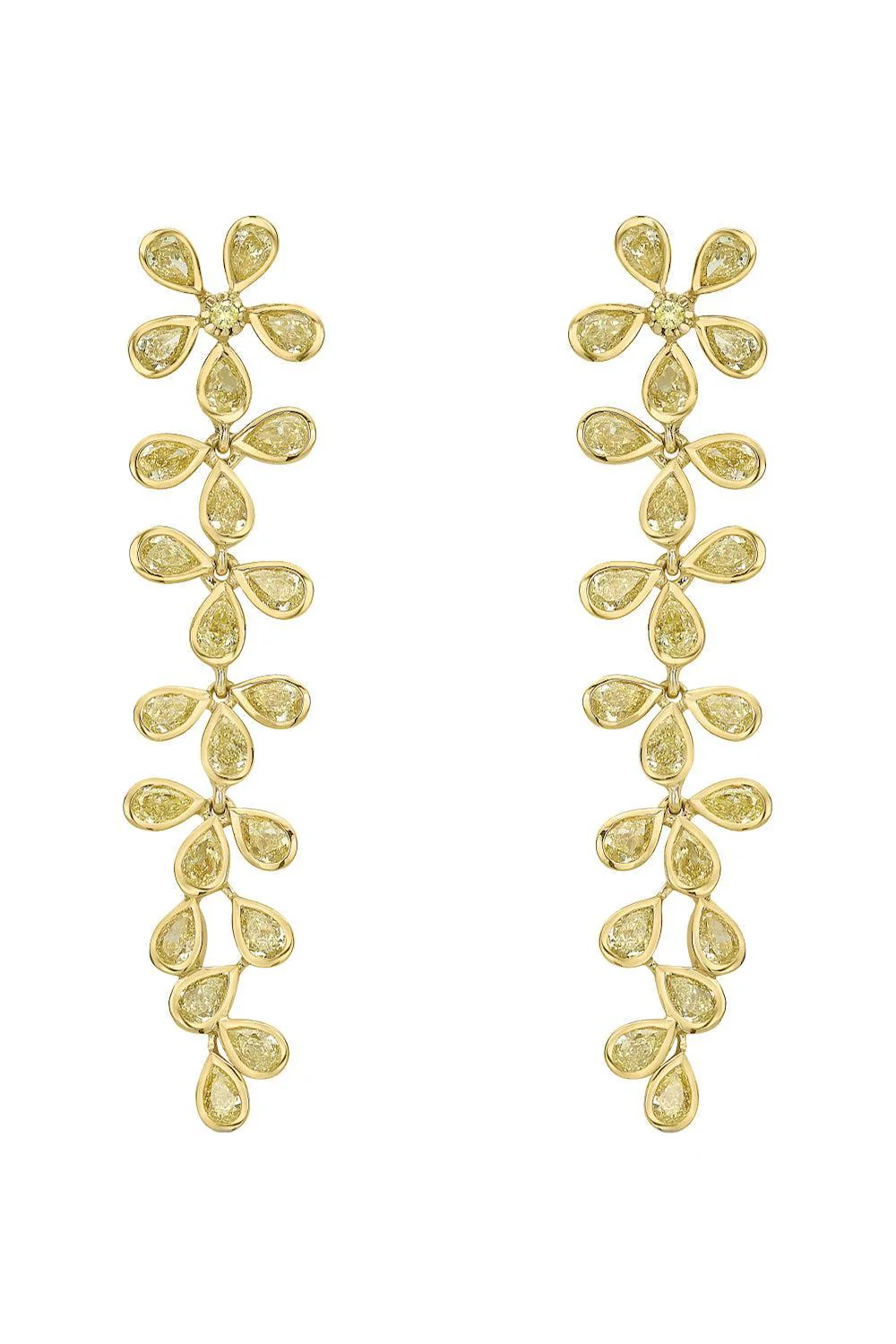 Yellow Diamond Flower Earrings