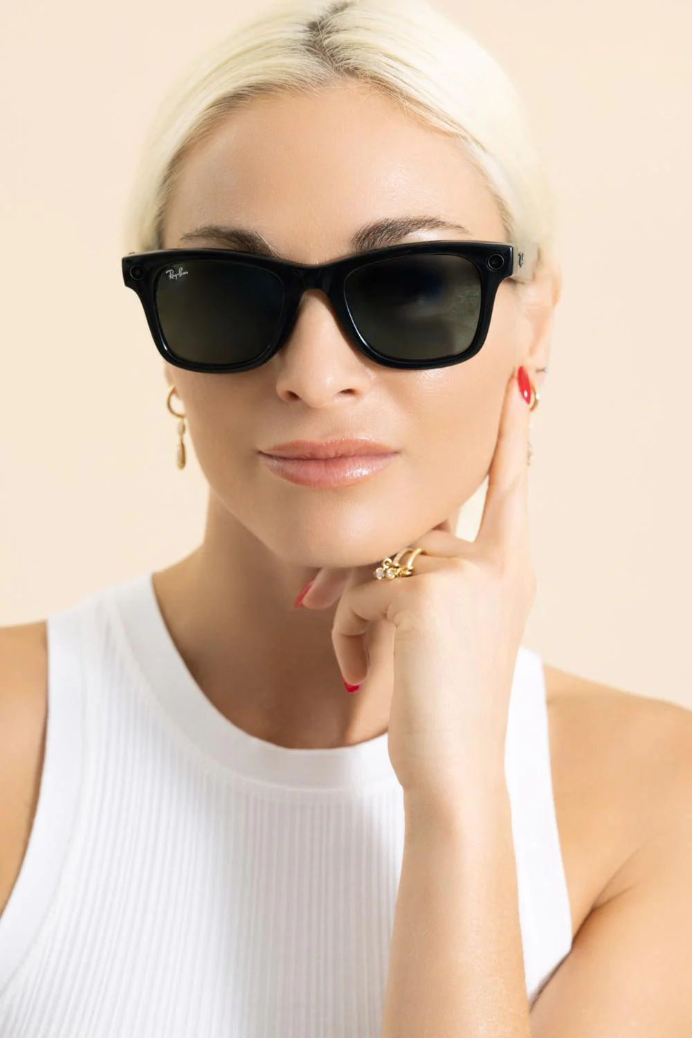 Meta Wayfarer Sunglasses - Shiny Black Green - Image 2