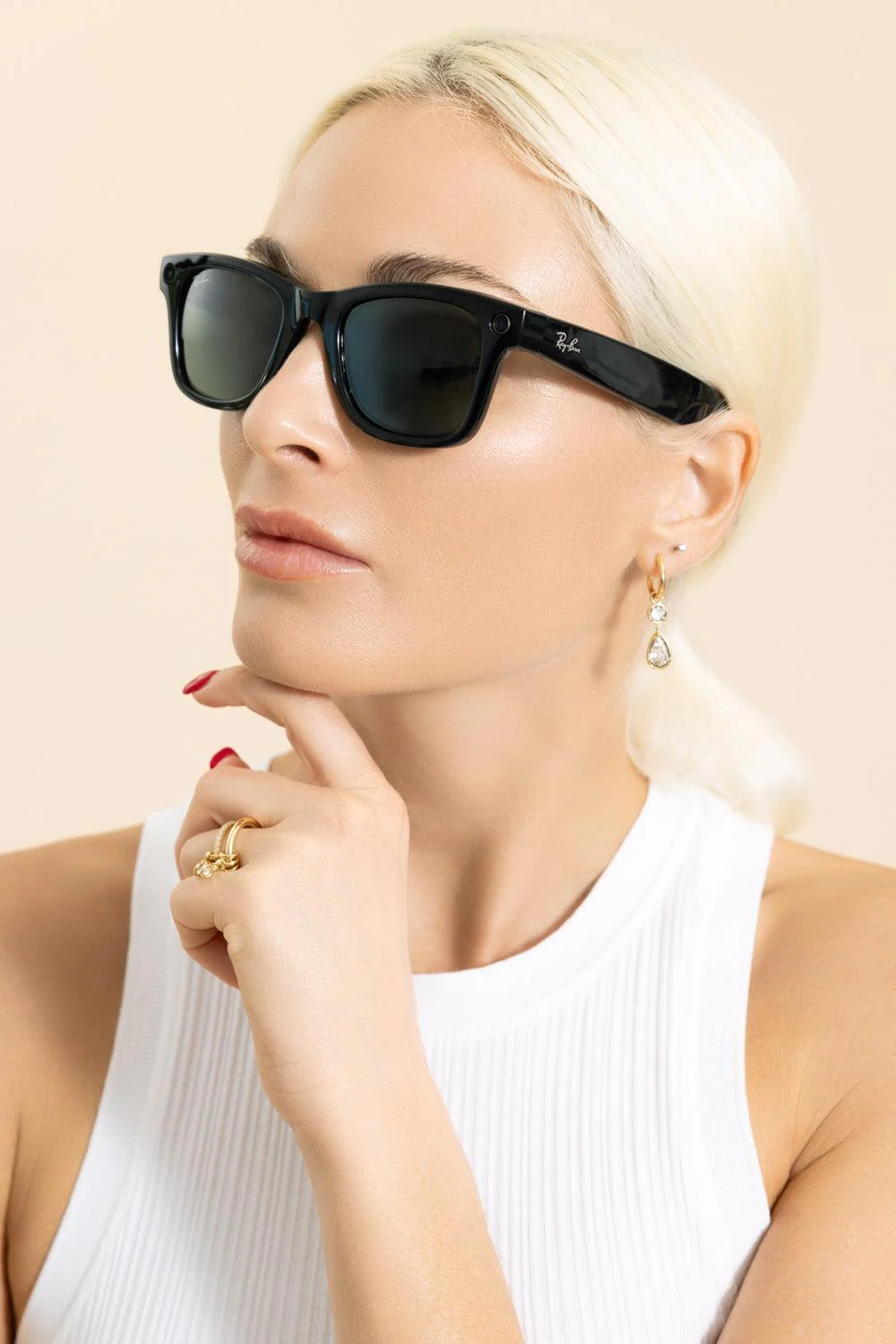 Meta Wayfarer Sunglasses - Shiny Black Green - Image 3