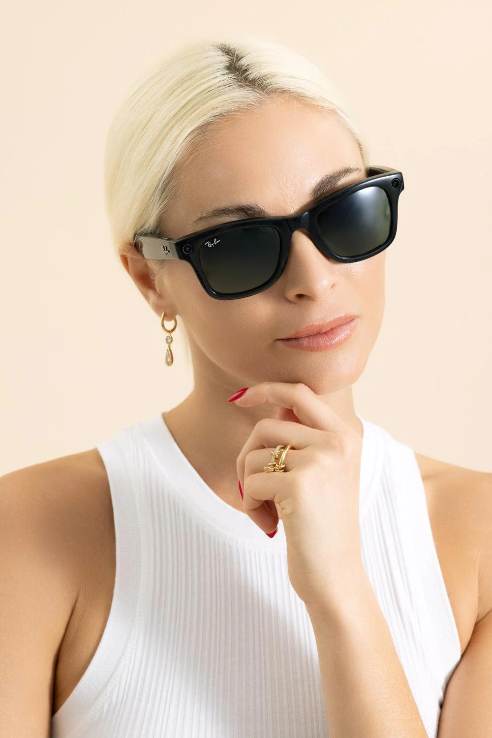 Meta Wayfarer Sunglasses - Shiny Black Green - Image 4