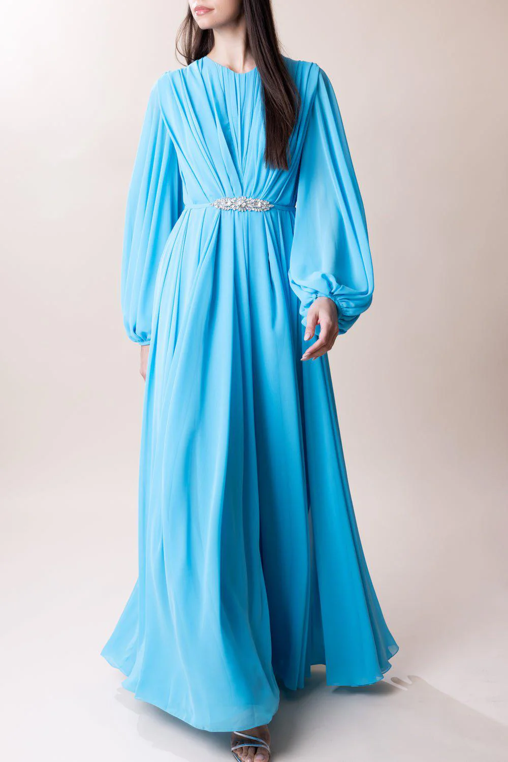 Bubble Sleeve Gown - Turquoise