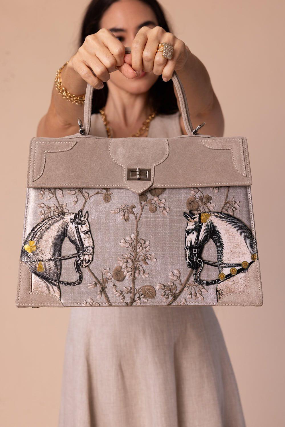 Rencontre Equestre Top Handle Bag - Pearl - Image 3