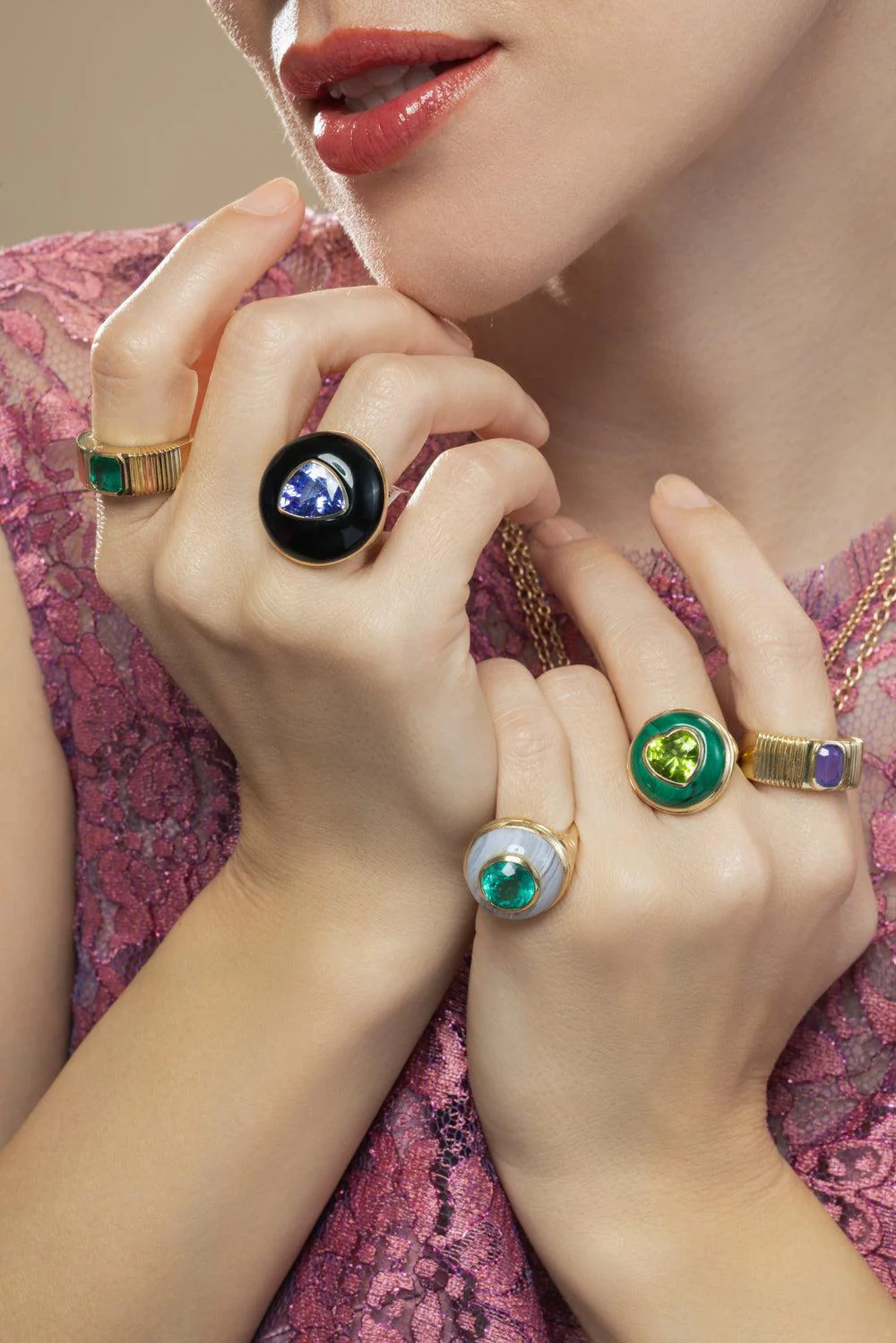 Black Onyx Tanzanite Lollipop Ring - Image 4